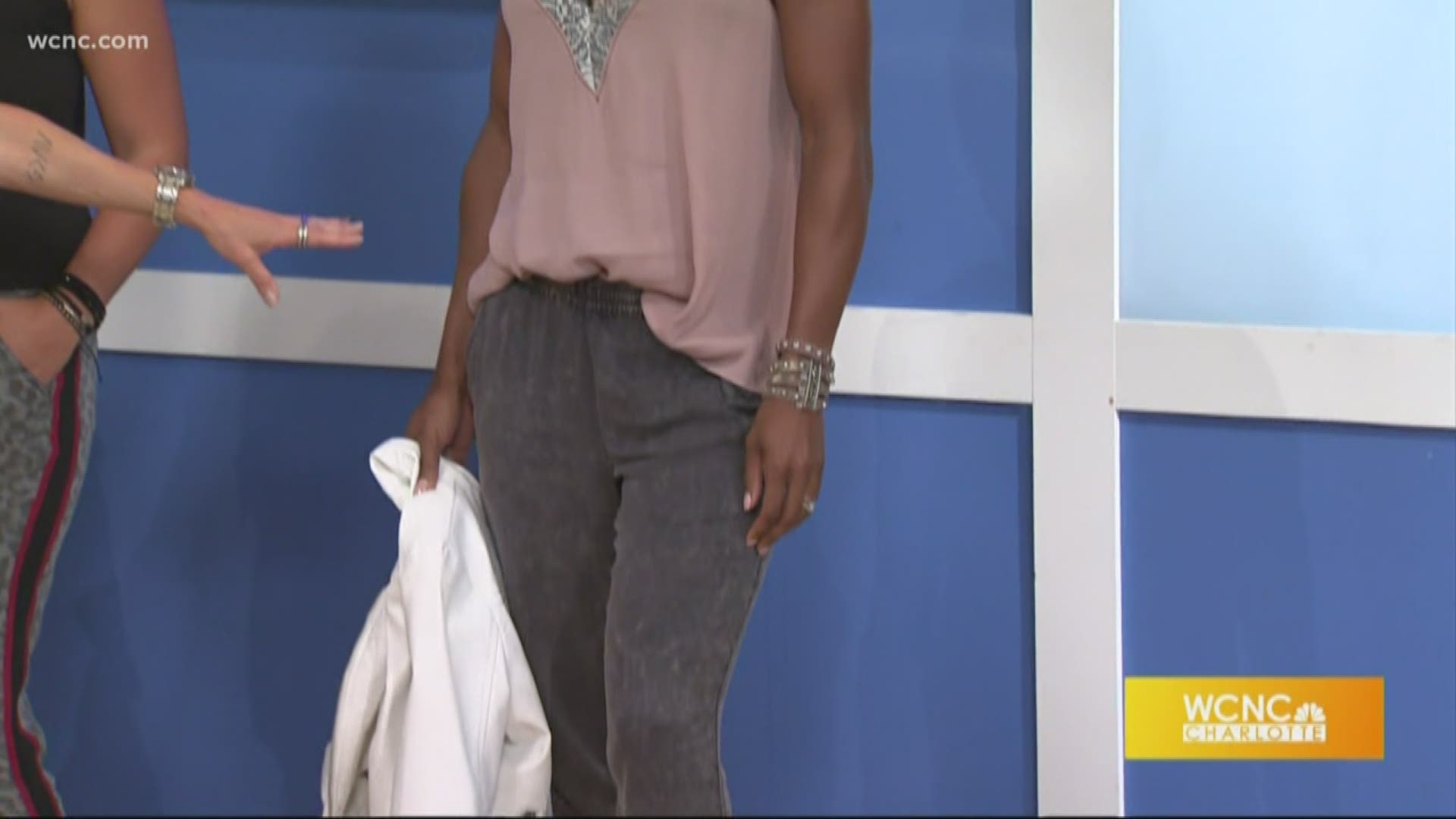 Stylist Karen Mangeney shows us how you can dress joggers up for work or a night out.