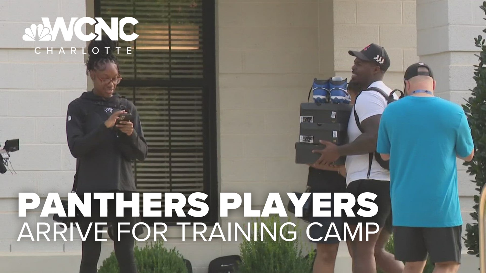 Panthers players arrive for training camp.