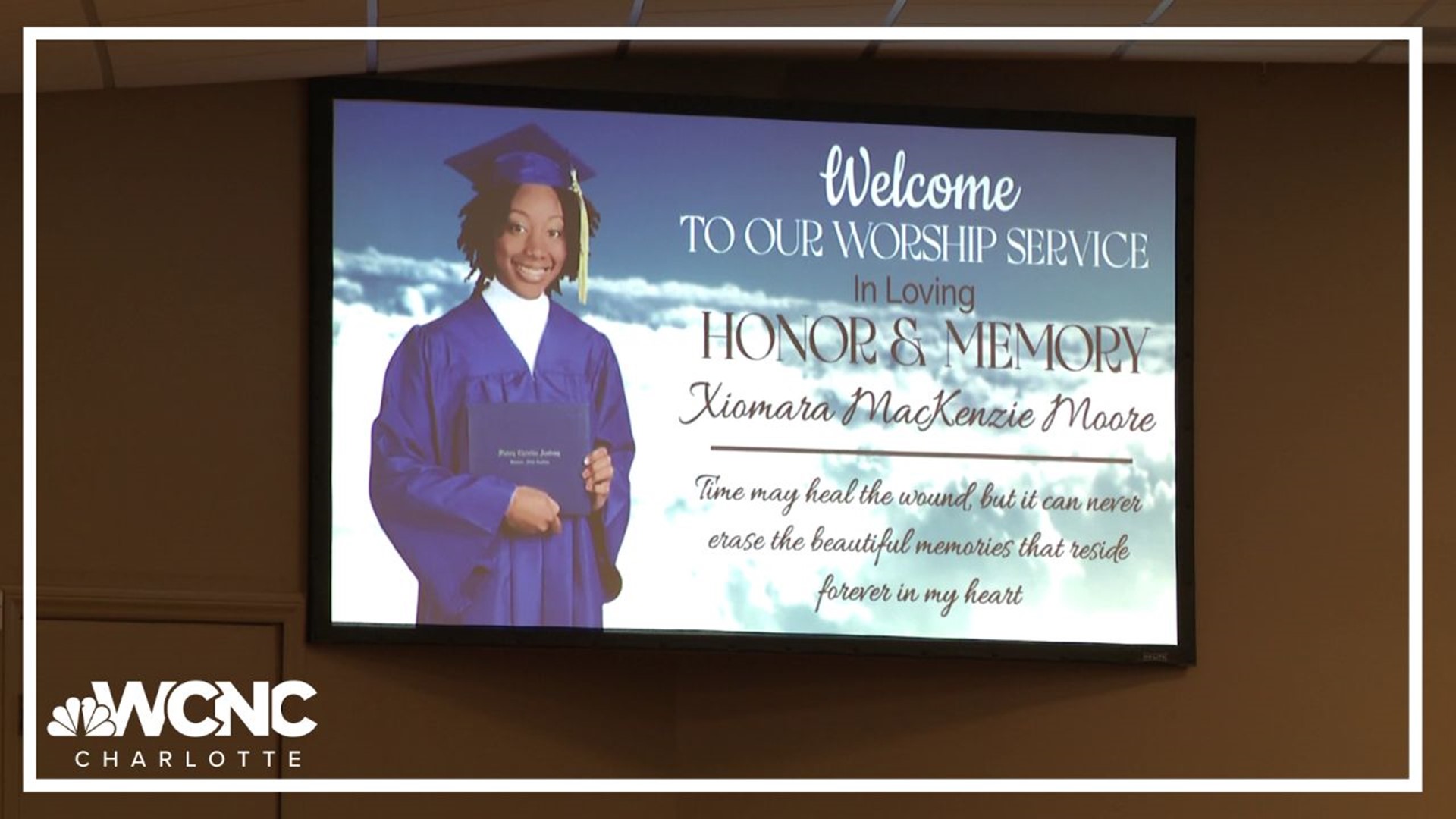 As officials work to find the person responsible, Xiomara Moore's family and friends celebrated her at home in Gastonia on Wednesday.