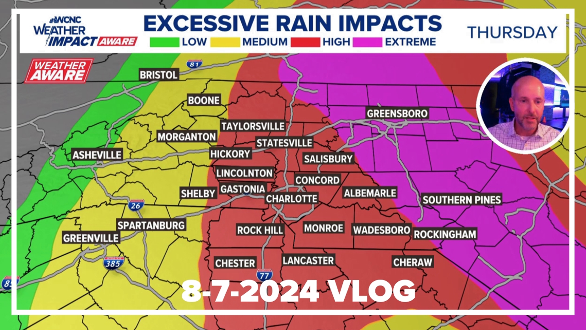 Chief Meteorologist Brad Panovich said while we can't rule out severe weather from Debby in the Charlotte area, the biggest impact will be flooding.