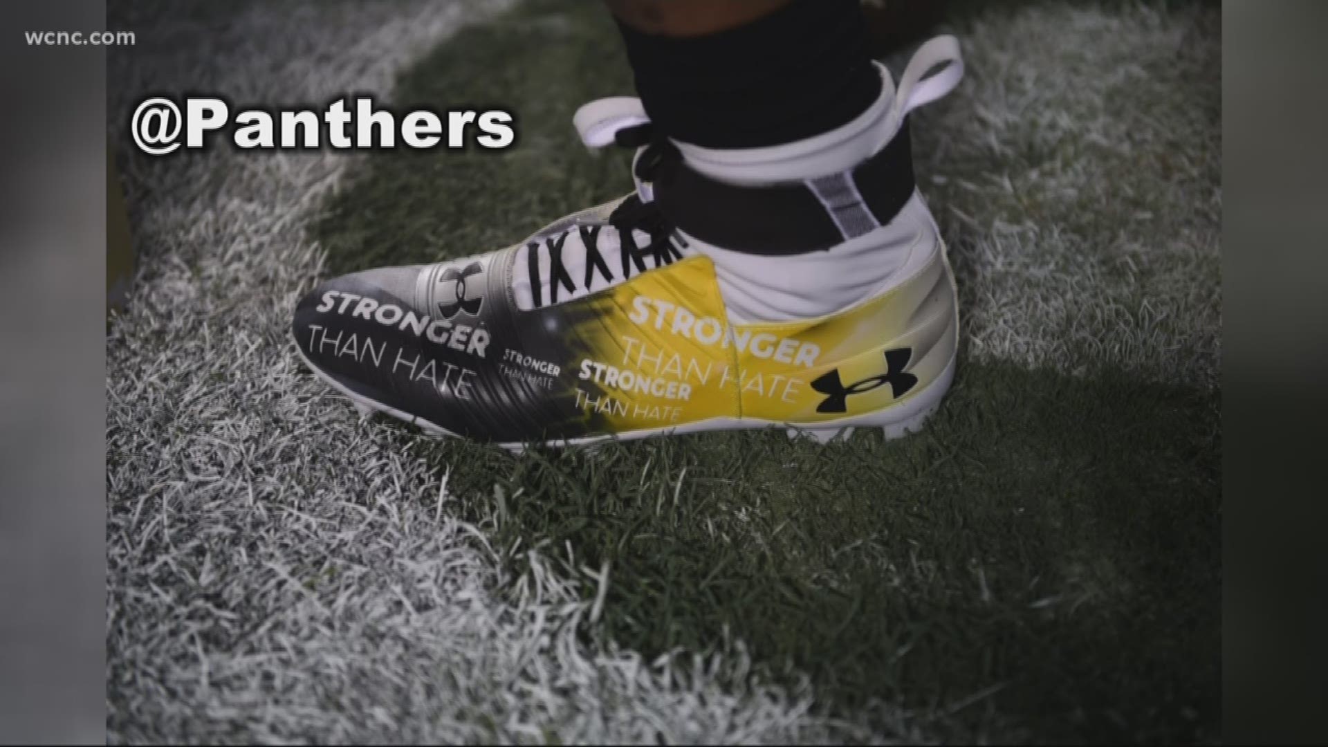 Carolina Panthers quarterback Cam Newton paid tribute to the victims of the Pittsburgh synagogue shooting with a special pair of cleats during pre-game warmups Thursday.