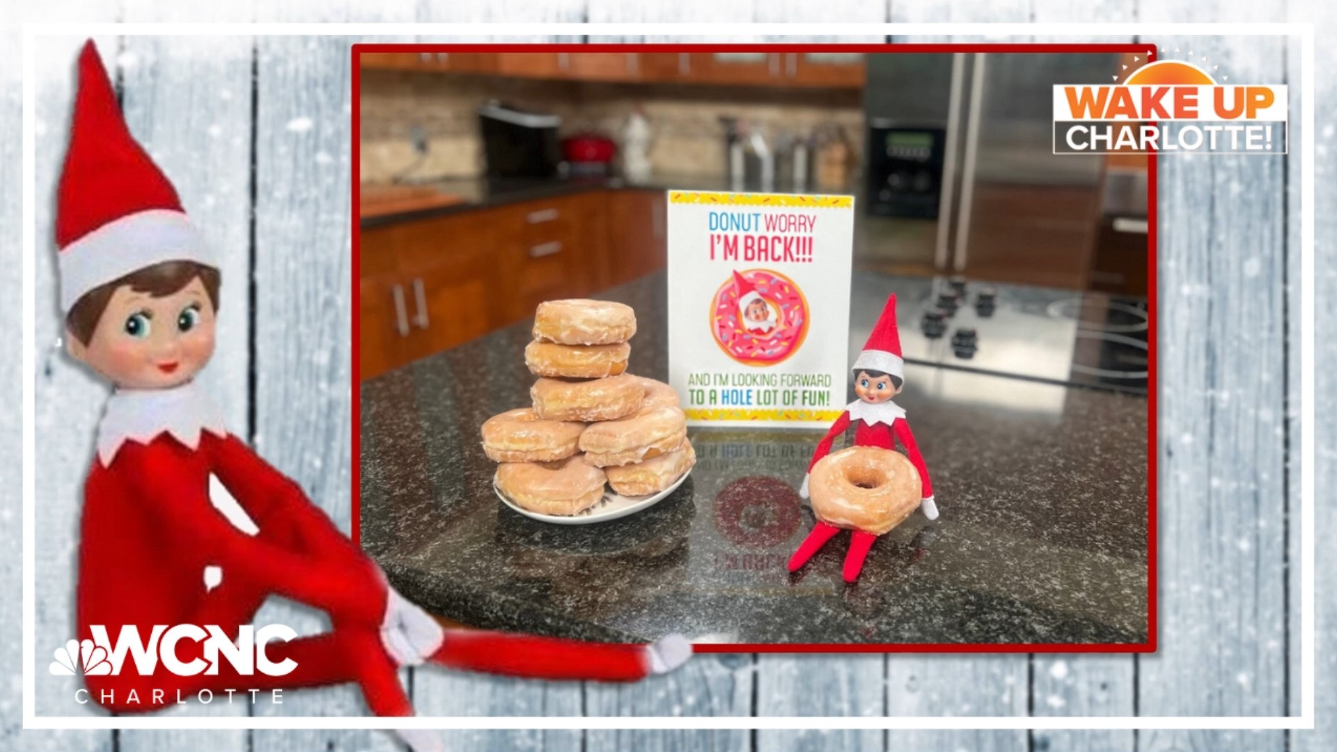 Ginger the Elf surprises the Wake Up Charlotte crew as we begin the month of December.