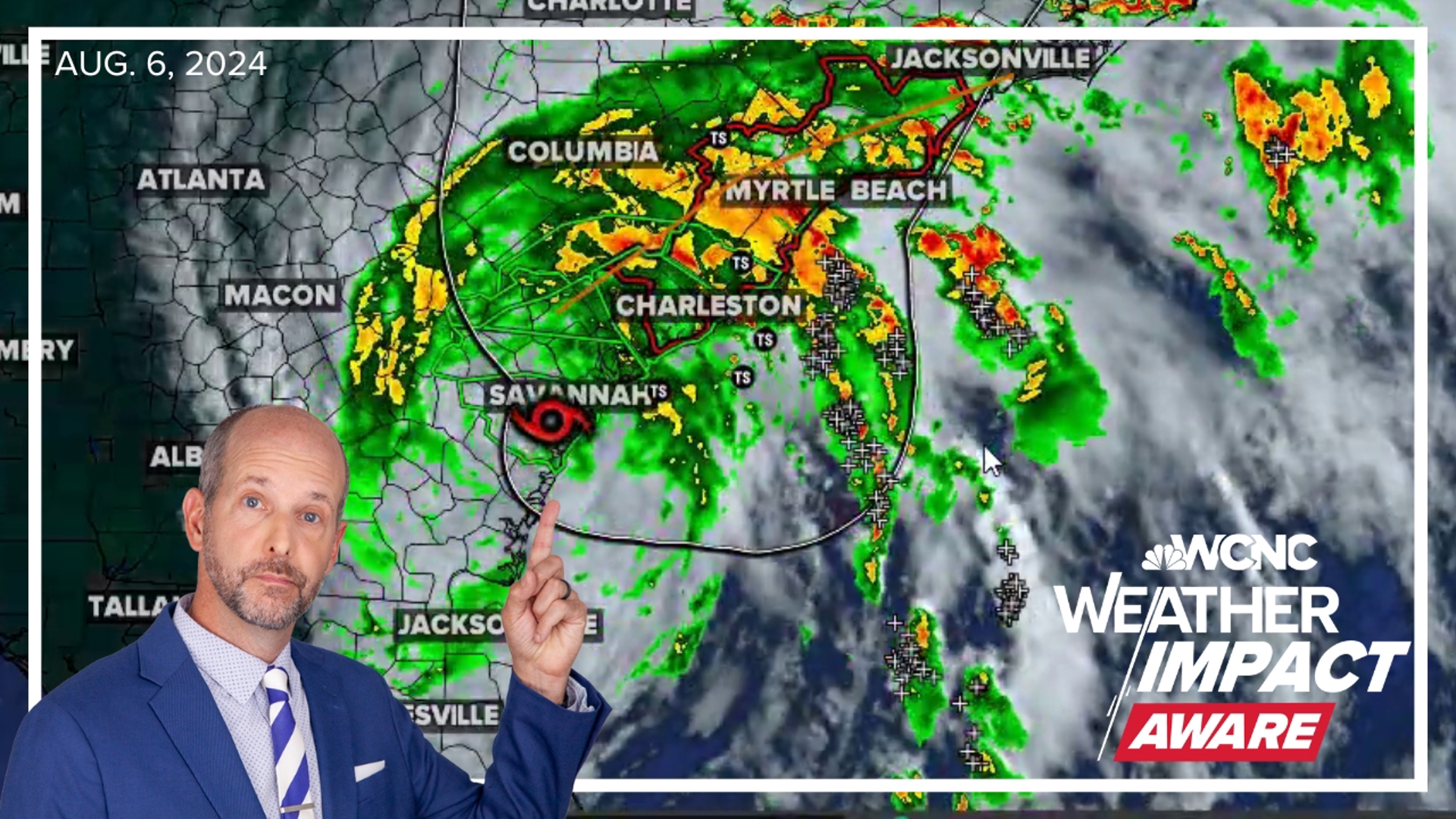 Chief meteorologist Brad Panovich breaks down where Debby is hitting now and what we can expect in the Charlotte area later this week.