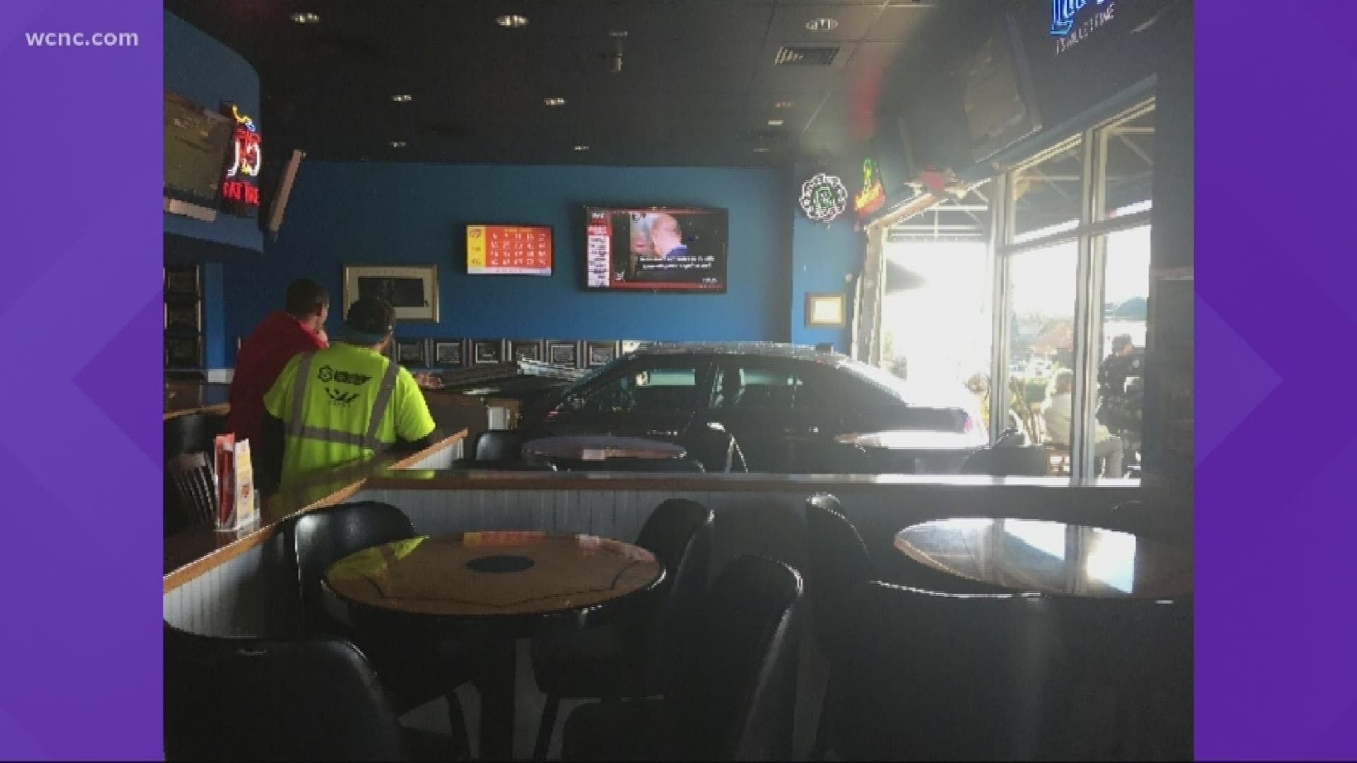Nobody was injured, even though the car went all the way into the restaurant.