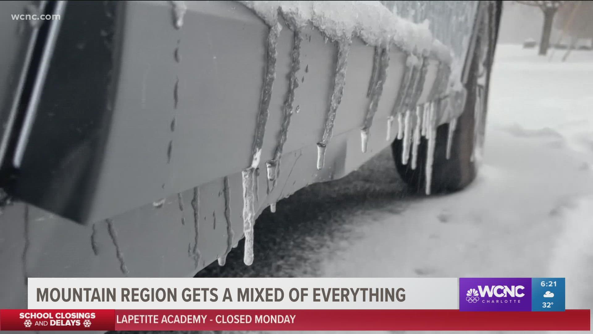 A family from Atlanta, Georgia travels to the mountains of western North Carolina to enjoy the snow from Sunday's winter storm.