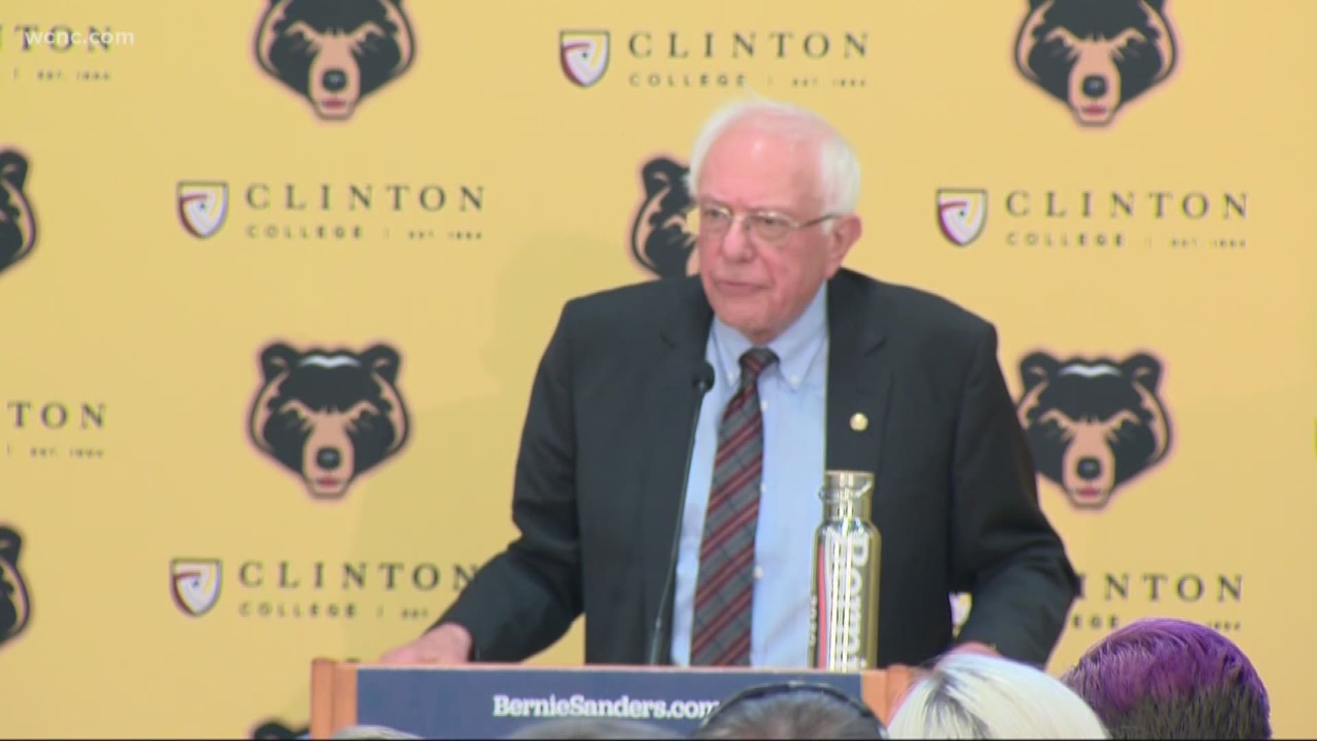 People packed into a gym on Clinton College's campus to hear Bernie Sanders' speech. He laid out his plans for the White House, focusing on people coming together to make real change.