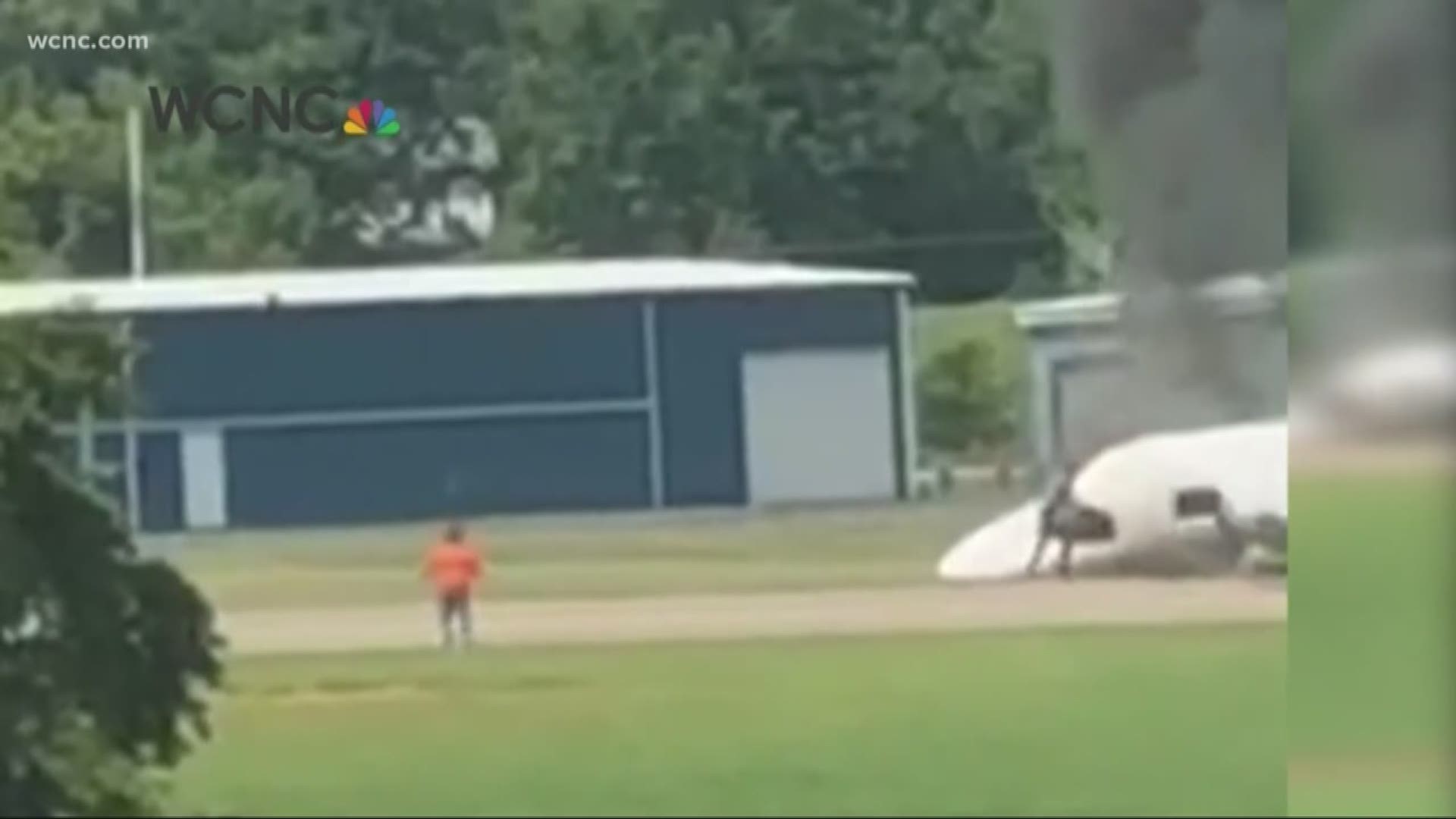 Video recorded after the crash of Dale Earnhardt Jr.'s private plane shows the family escaping the fiery wreckage and running for safety.