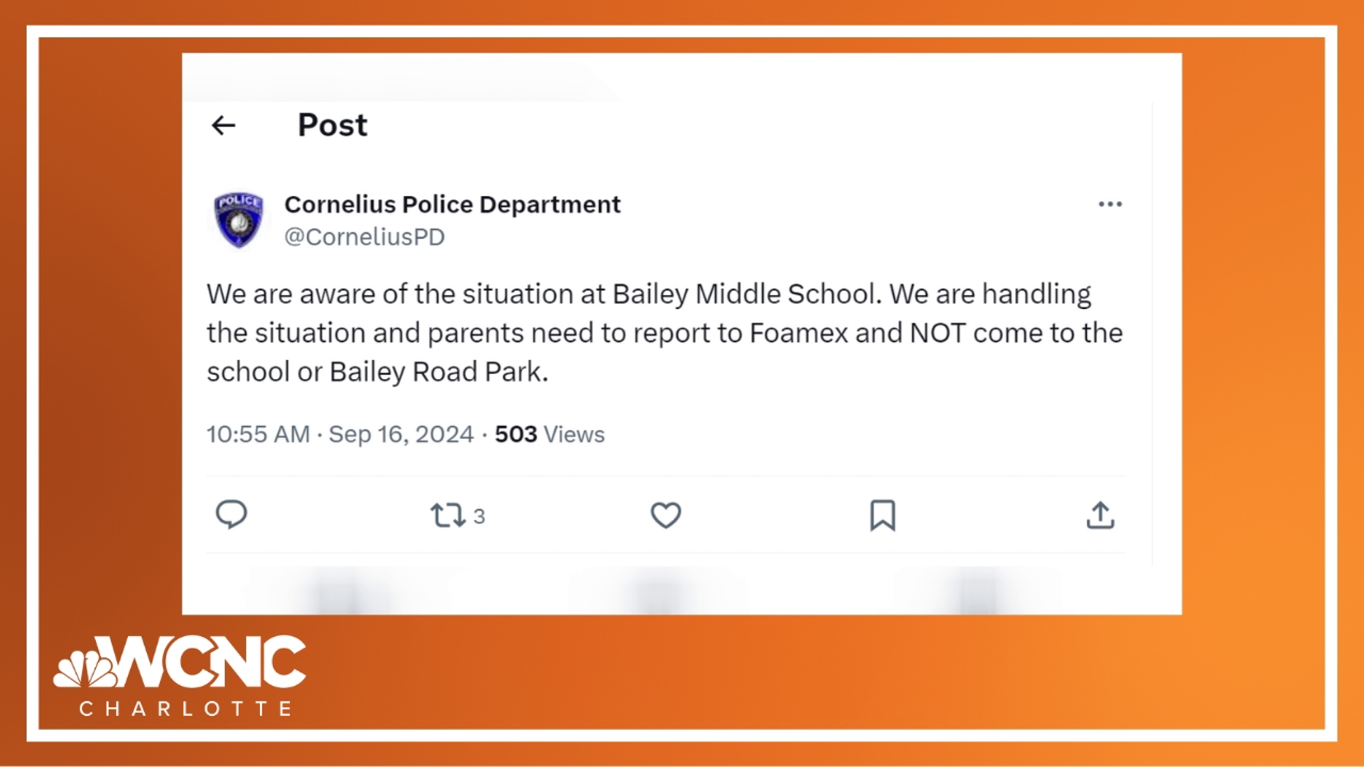 Students were evacuated from Bailey Middle School on Monday due to a reported bomb threat against the school.