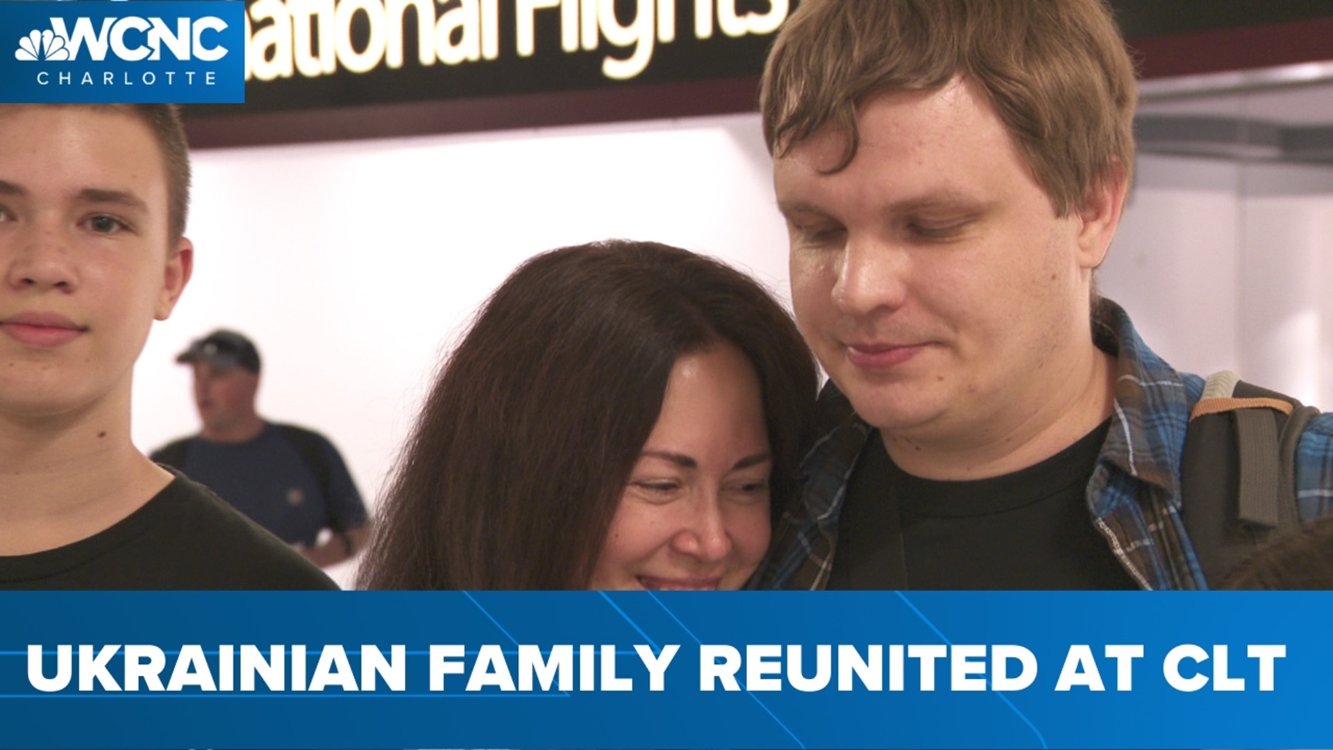 A Ukrainian family who now lives in North Carolina after fleeing their war-torn homeland is finally reunited with the father and husband who had to stay behind.