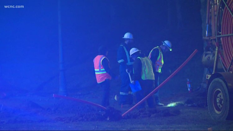 Gas leak shuts down busy south Charlotte road