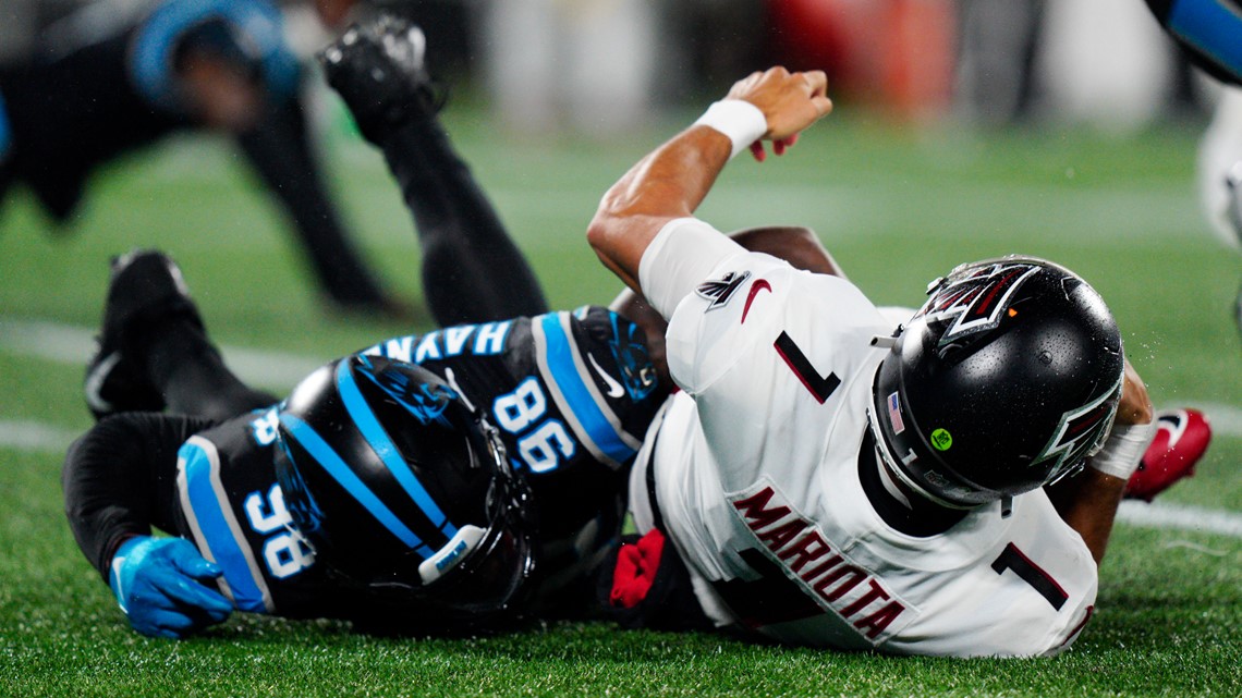 Panthers ground dominance earns Carolina hard-fought 25-15 win over Atlanta  Falcons in rainy TNF showdown - KESQ