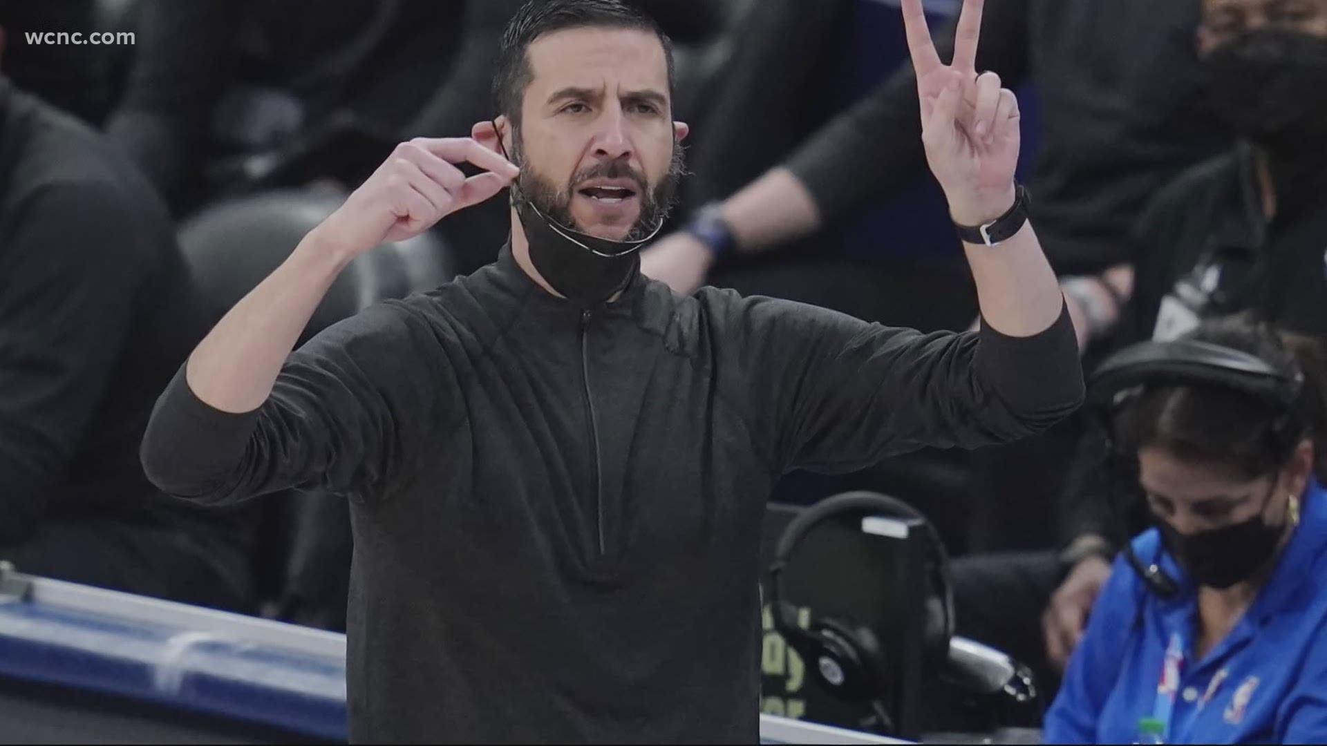 After Sunday's victory over the Portland Trail Blazers, the Charlotte Hornets surrounded coach James Borrego in the locker room and doused him with water.