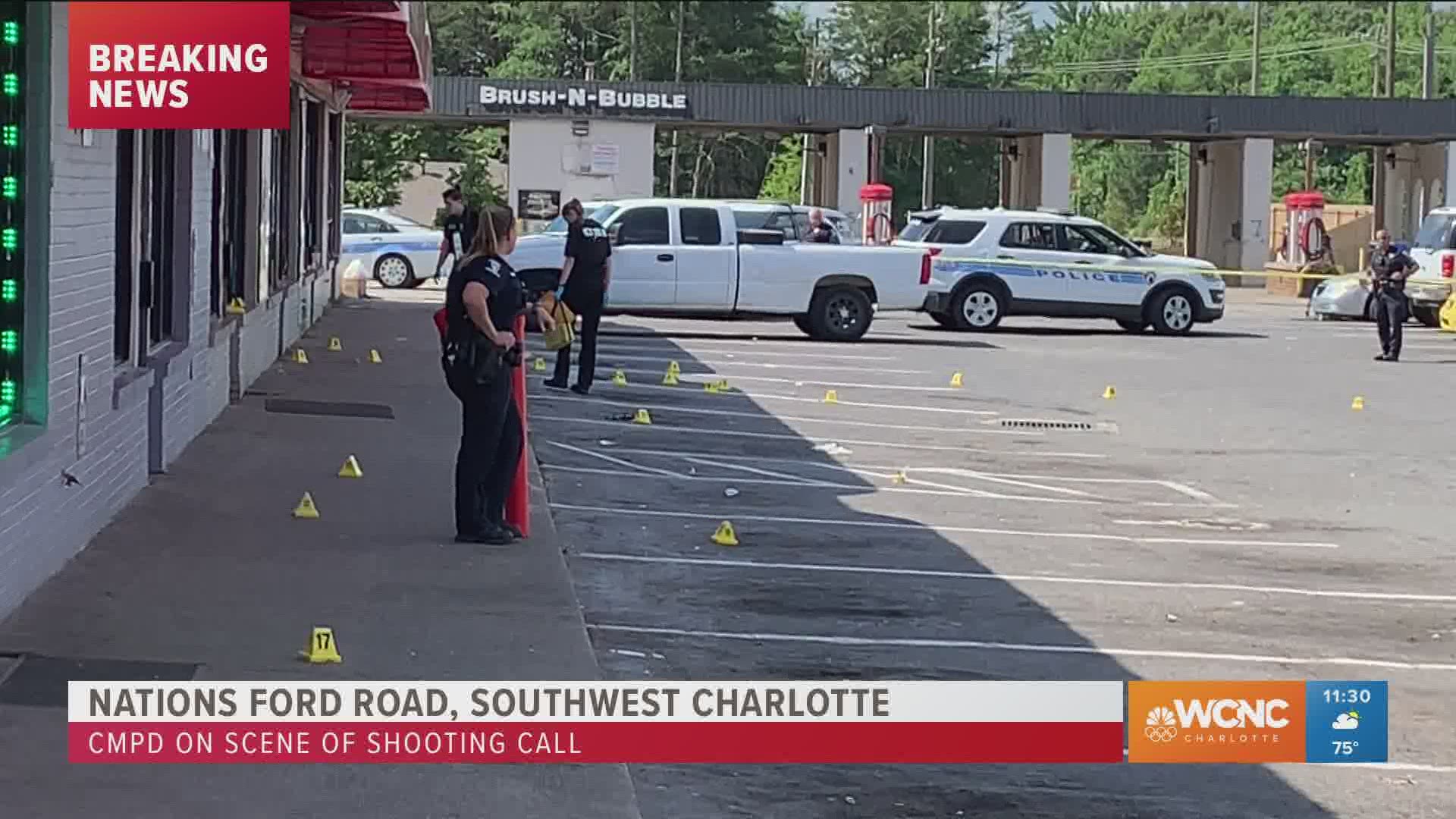 Witnesses told police three people drove to the hospital after a shooting outside a Cricket phone store in southwest Charlotte Tuesday.