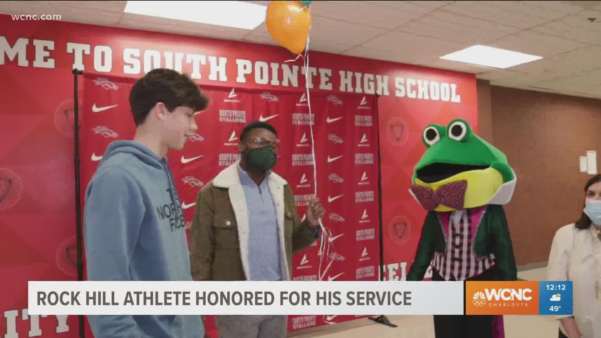 South Pointe High School football kicker, Chip DiStasio, was surprised with a special honor by the "Come See Me Festival."