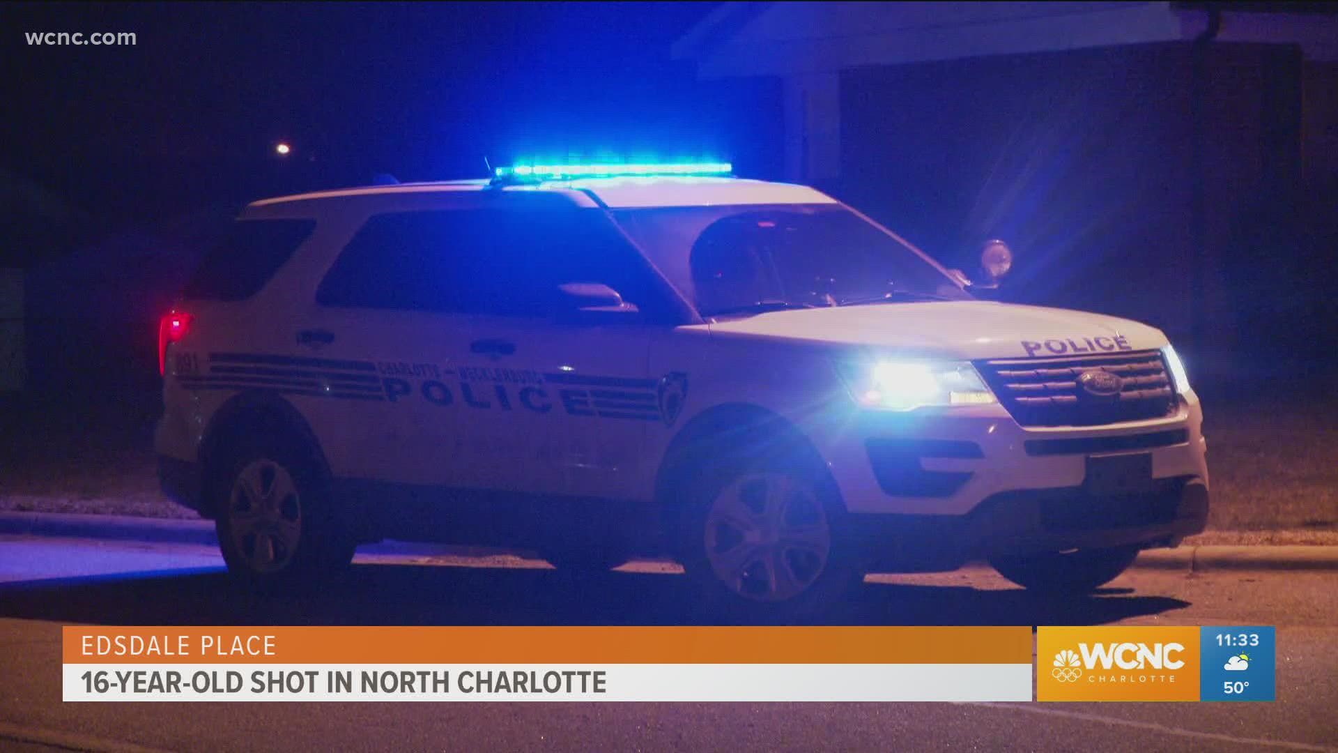 A 16-year-old was rushed to a hospital with serious injuries after being shot multiple times at a home in north Charlotte Monday night.