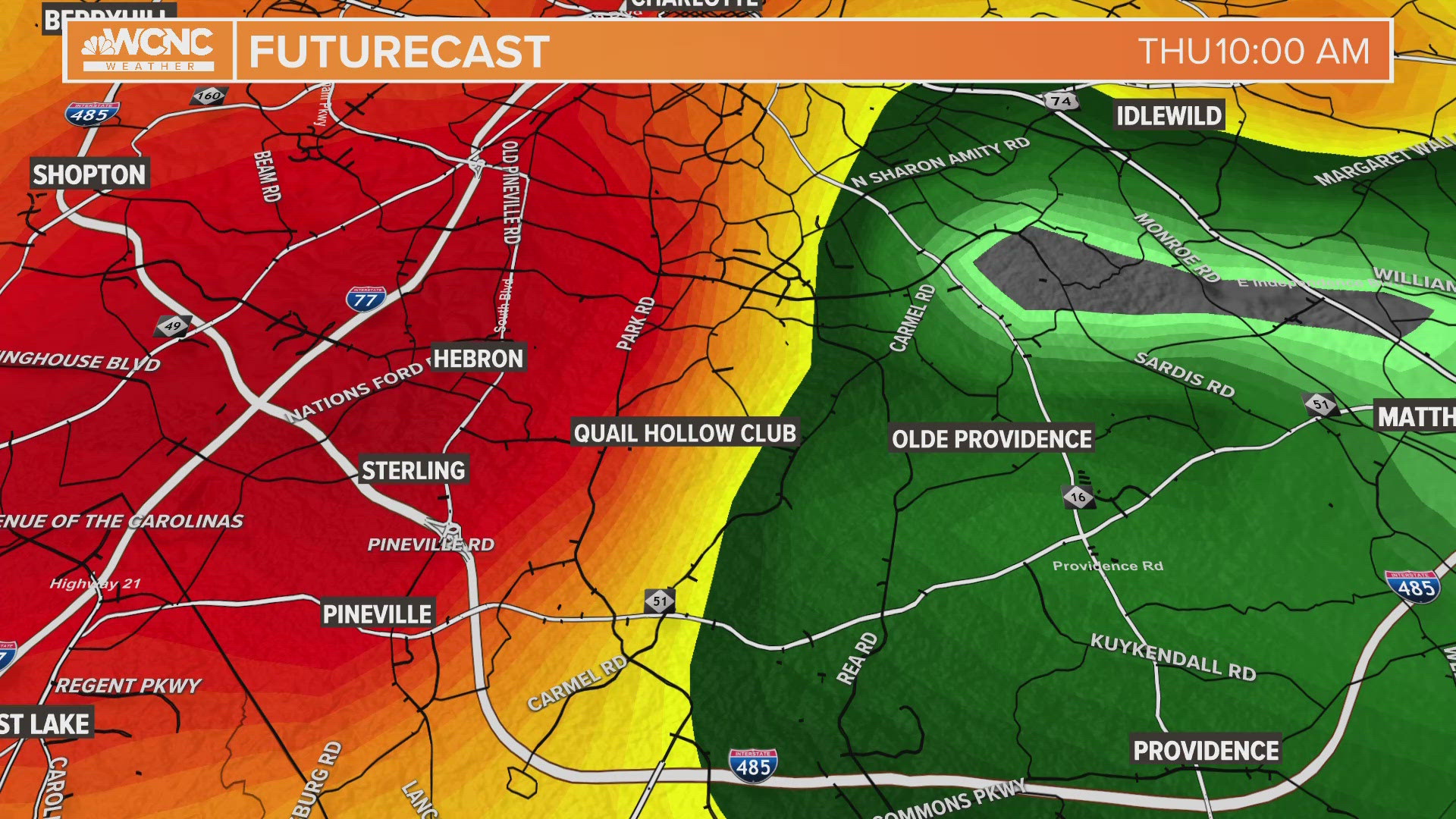 A line of storms is expected to delay the Wells Fargo Championship with heavy rain and lighting possible at Quail Hollow on Thursday.