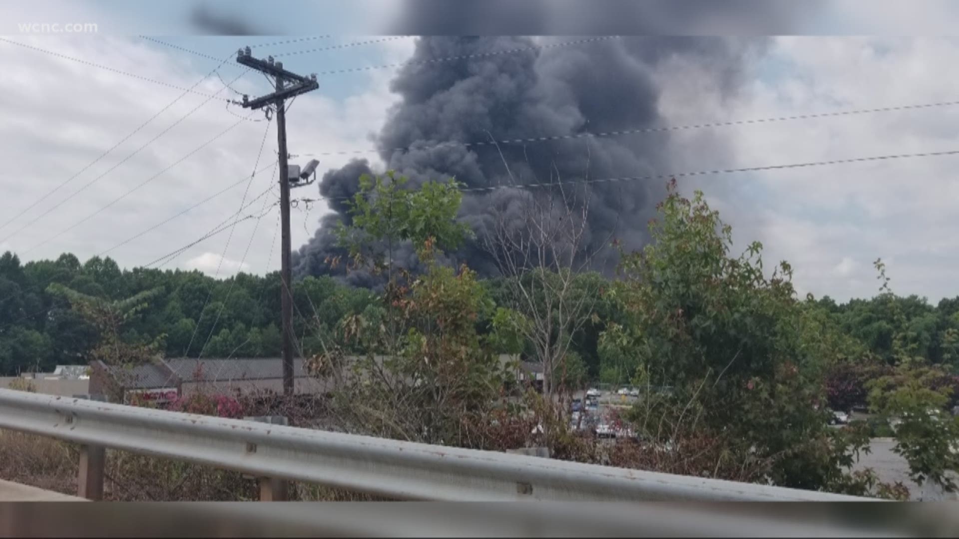 Emergency crews in Rowan County are battling a large fire at a scrapyard near Salisbury.