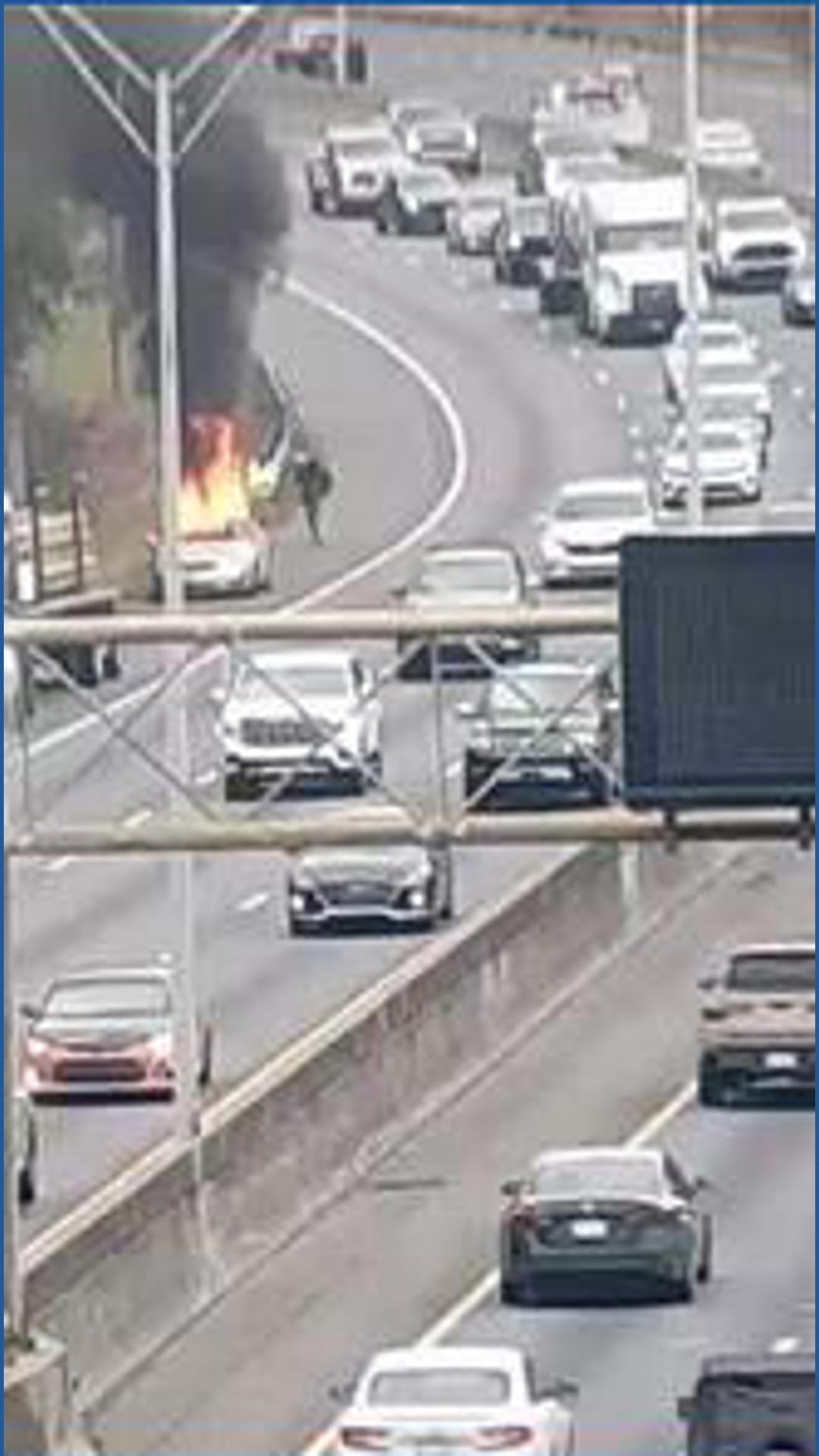 WATCH: Car goes up in flames on I-77 in Charlotte | wcnc.com