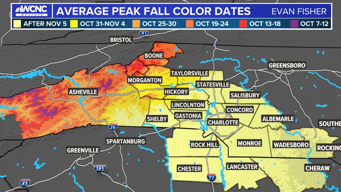 When to expect peak fall color in the North Carolina mountains