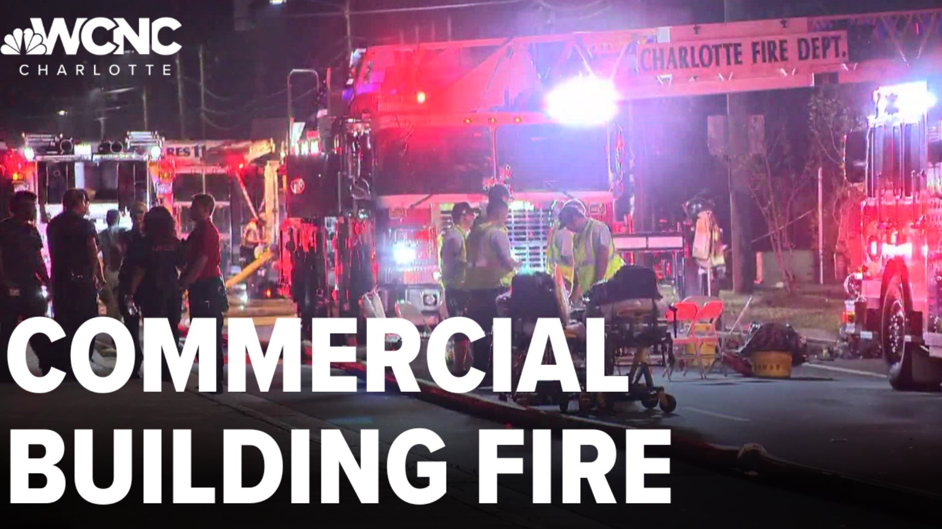 The Charlotte Fire Department responded Thursday night to a fire on North Tryon Street at a single-story commercial building.