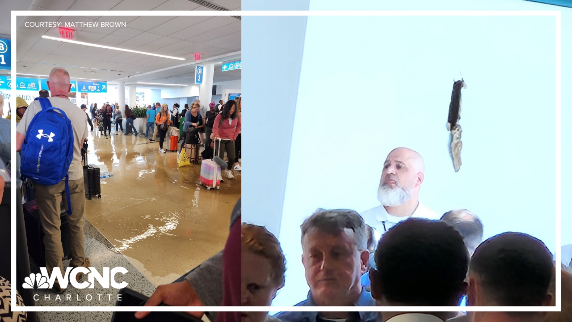 Charlotte Douglas Airport officials say that the water that flooded Concourse B this morning is cleaned up.