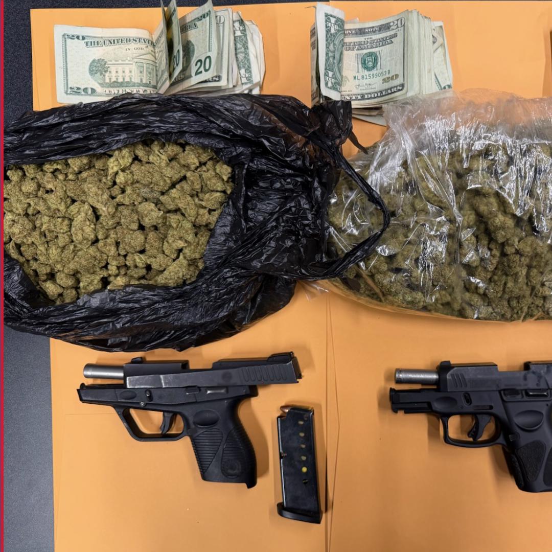 Two men arrested after traffic stop uncovers firearms, marijuana in ...