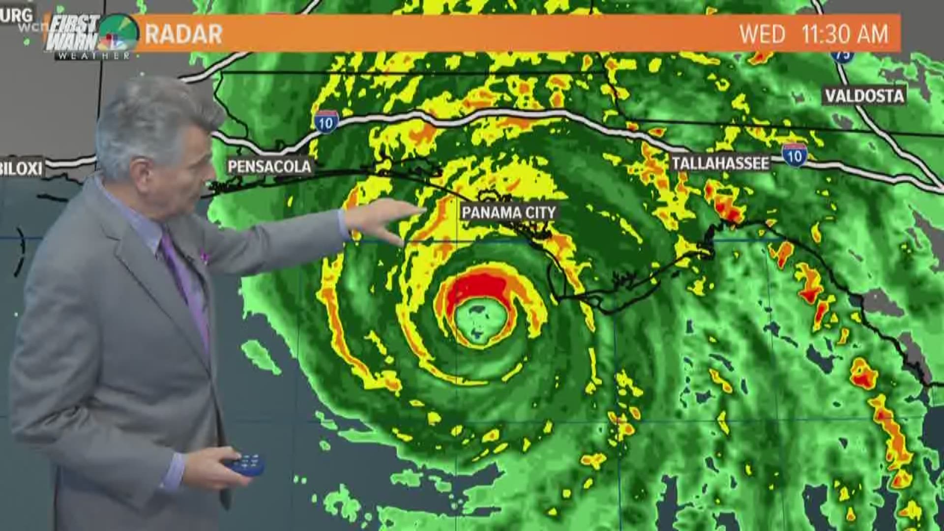 Hurricane Michael's winds are up to 150 mph as the powerful storm churns toward the Gulf Coast of Florida. Catastrophic damage and life-threatening storm surge are expected as the storm makes landfall near Panama City.