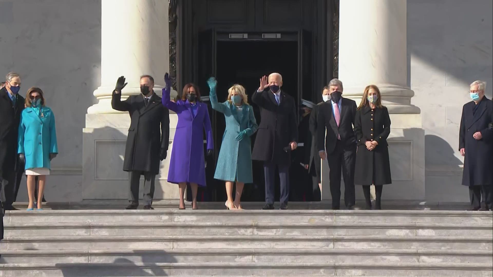 Joe Biden and Kamala Harris arrive at the Capitol ahead of their inauguration.