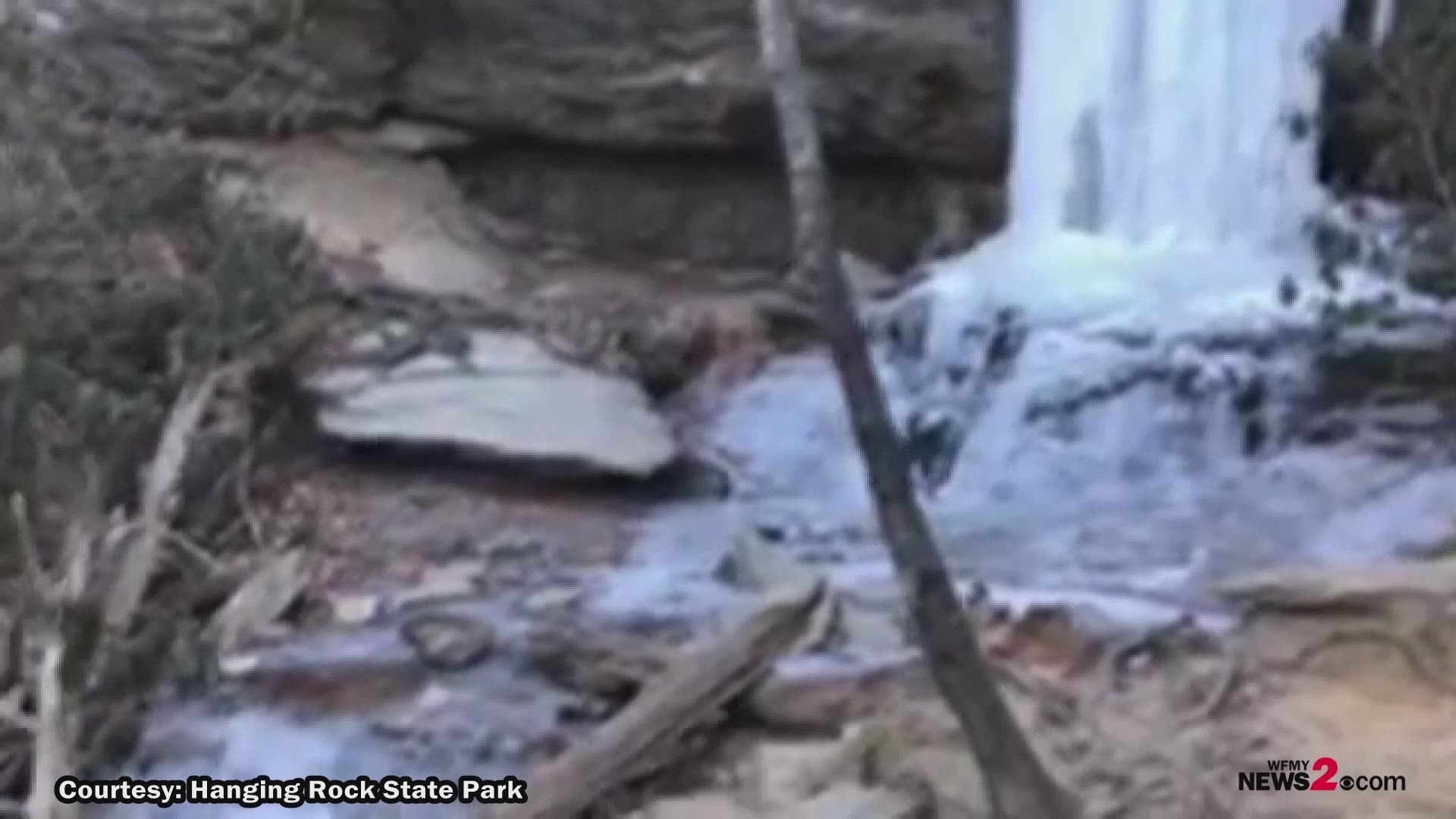Frozen Waterfall Looks Like Ice Cave At Hanging Rock