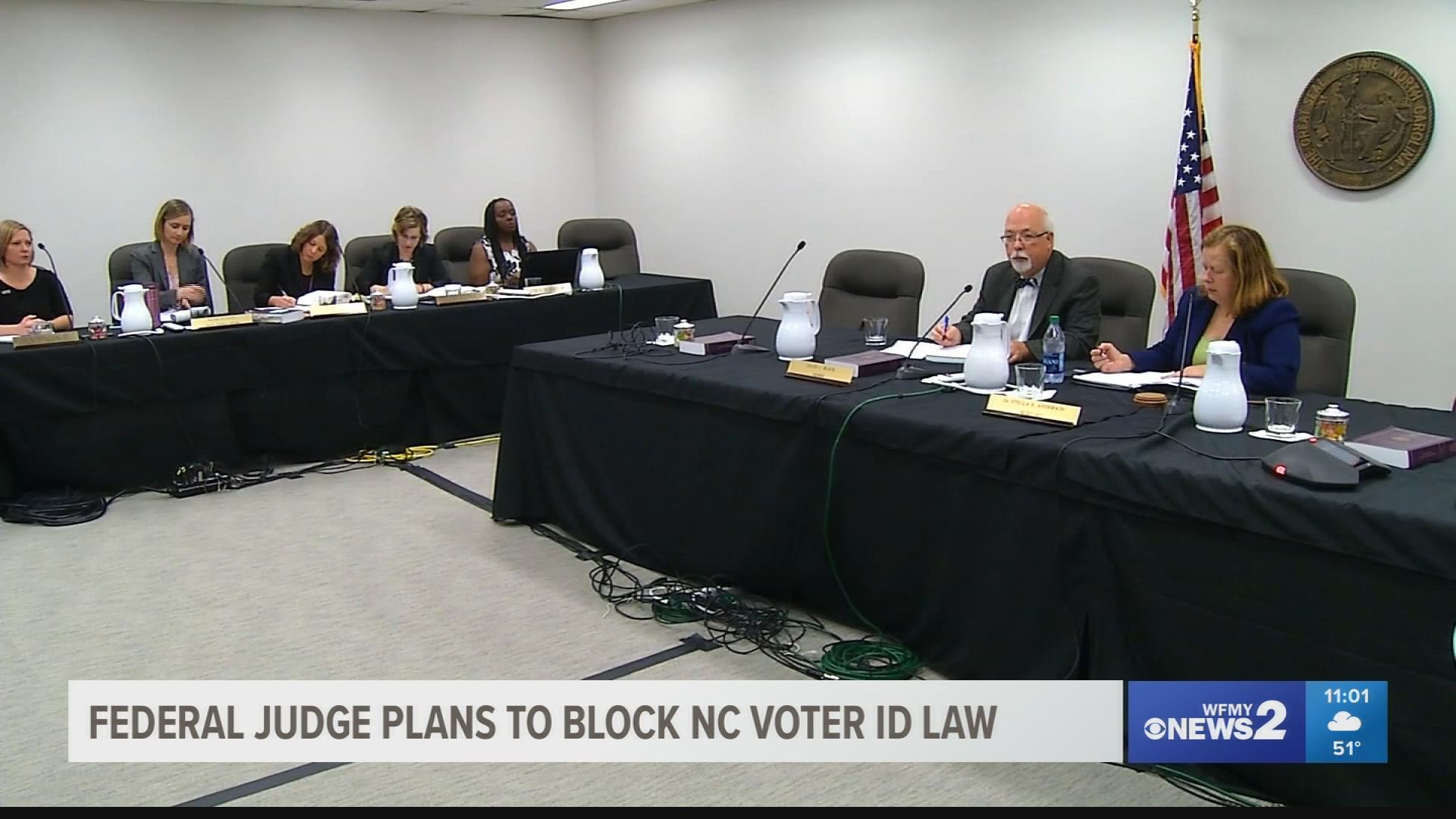 The North Carolina Board of Elections was planning to mail out 12-pages-worth of photo ID information statewide to voters. A Federal Judge plans to block the law.