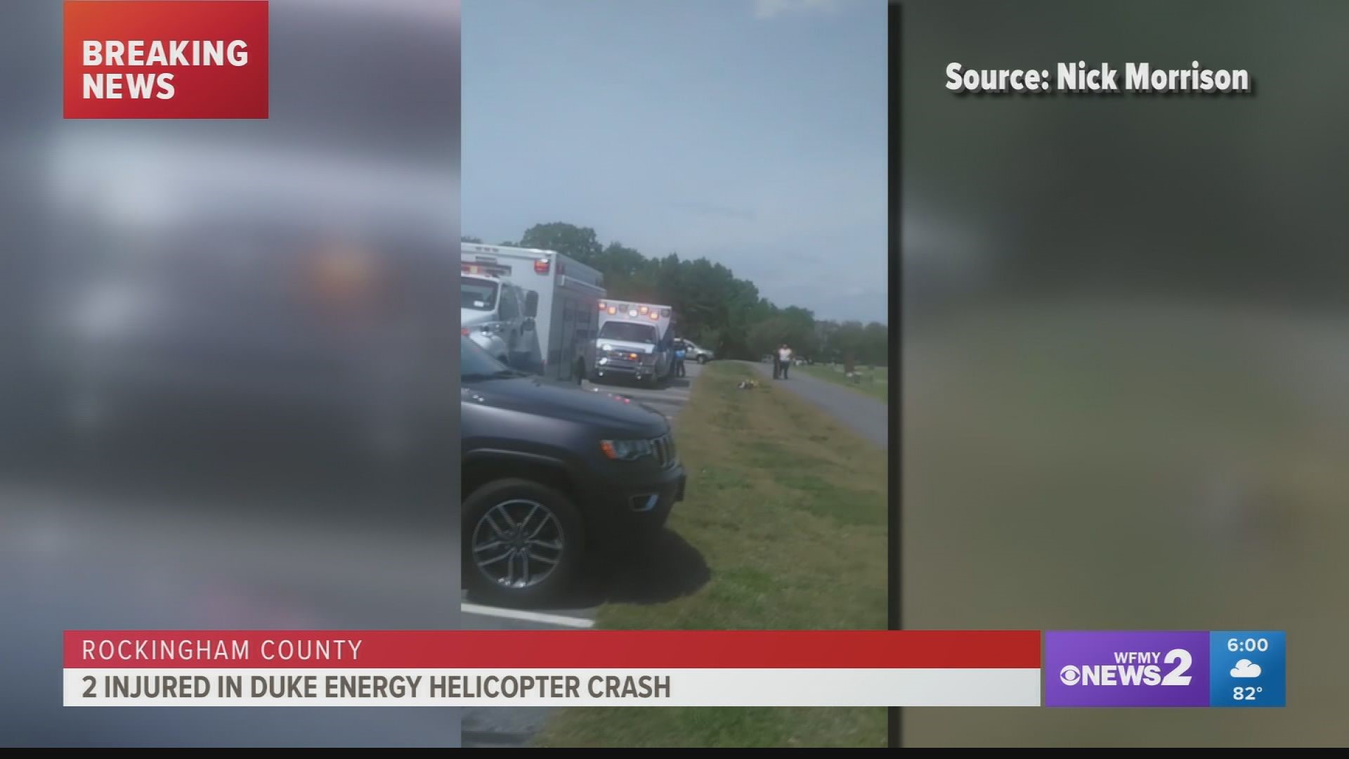 A Duke Energy helicopter crash in Eden caused a fire in the woods.