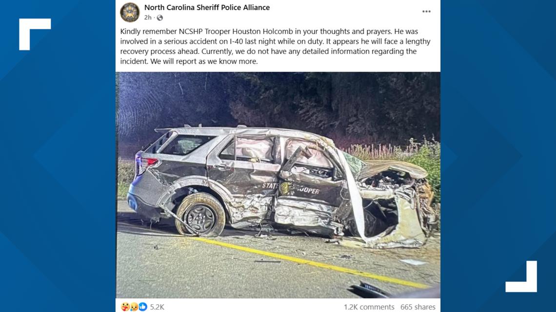 State trooper injured in crash on I-40: North Carolina Sheriff Police ...