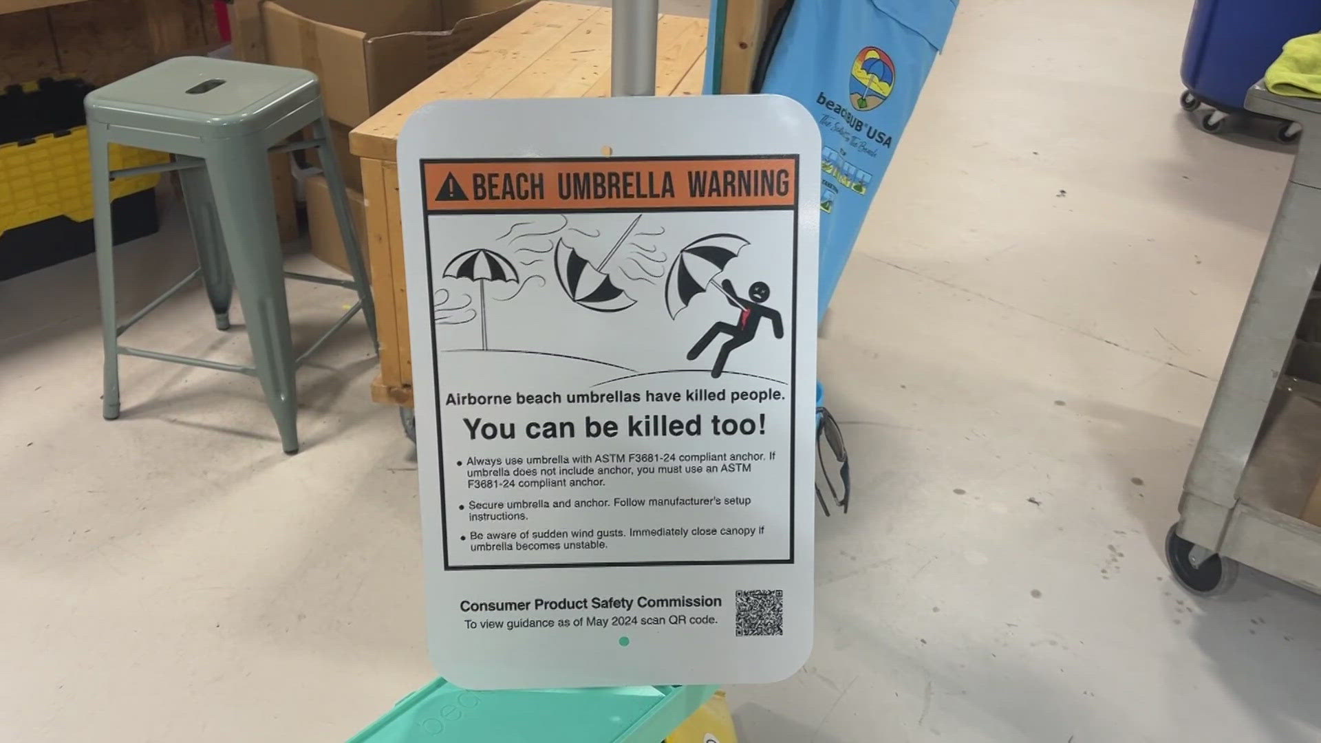 IMAGINE THIS - YOU'RE AT THE BEACH, ENJOYING VACATION WHEN YOU SEE A GUST OF WIND RIP UP ONE OF THOSE UMBRELLAS AND THROW IT ACROSS THE BEACH.