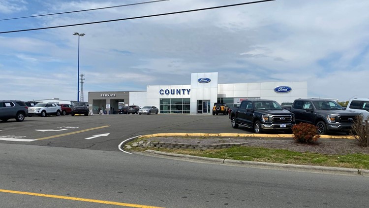 Ten cars damaged at North Carolina Ford dealership