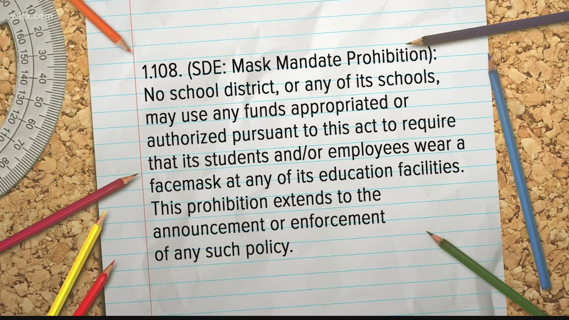 More questions are being raised about the budget proviso preventing SC schools from using state funds to mandate masks. Some think they may have found a loophole.