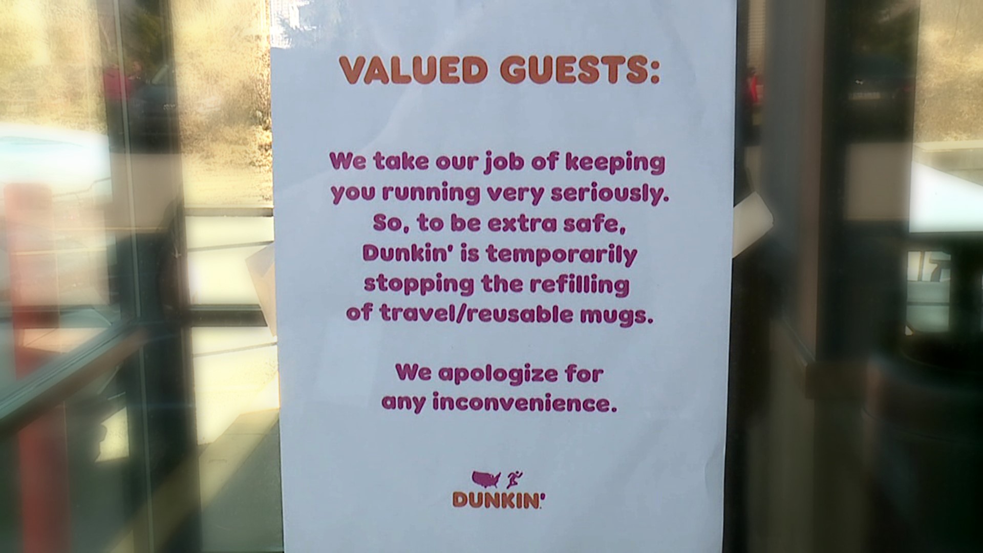 Chain stores like Dunkin' and Starbucks are temporarily suspending the use of reusable mugs because of public health concerns related to the coronavirus.