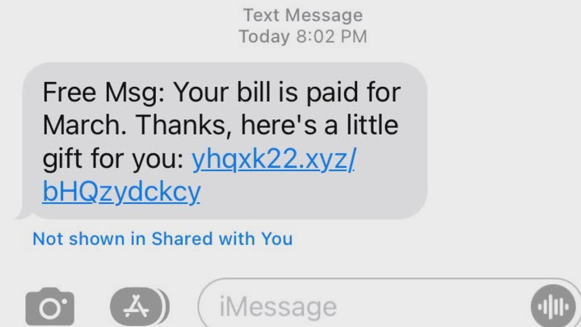Verizon users are getting a text from their own phone number with a link to a "gift" that sends them to a Russian website.