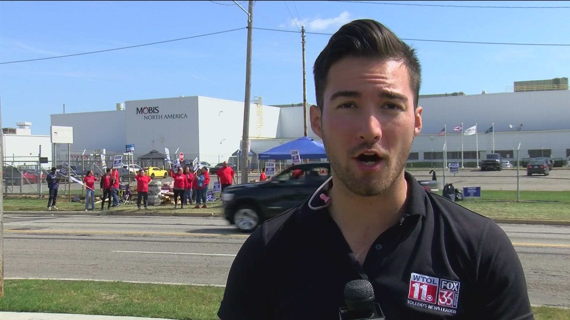 Supporters from other unions joined striking Jeep workers at the Toledo Assembly Complex Tuesday.