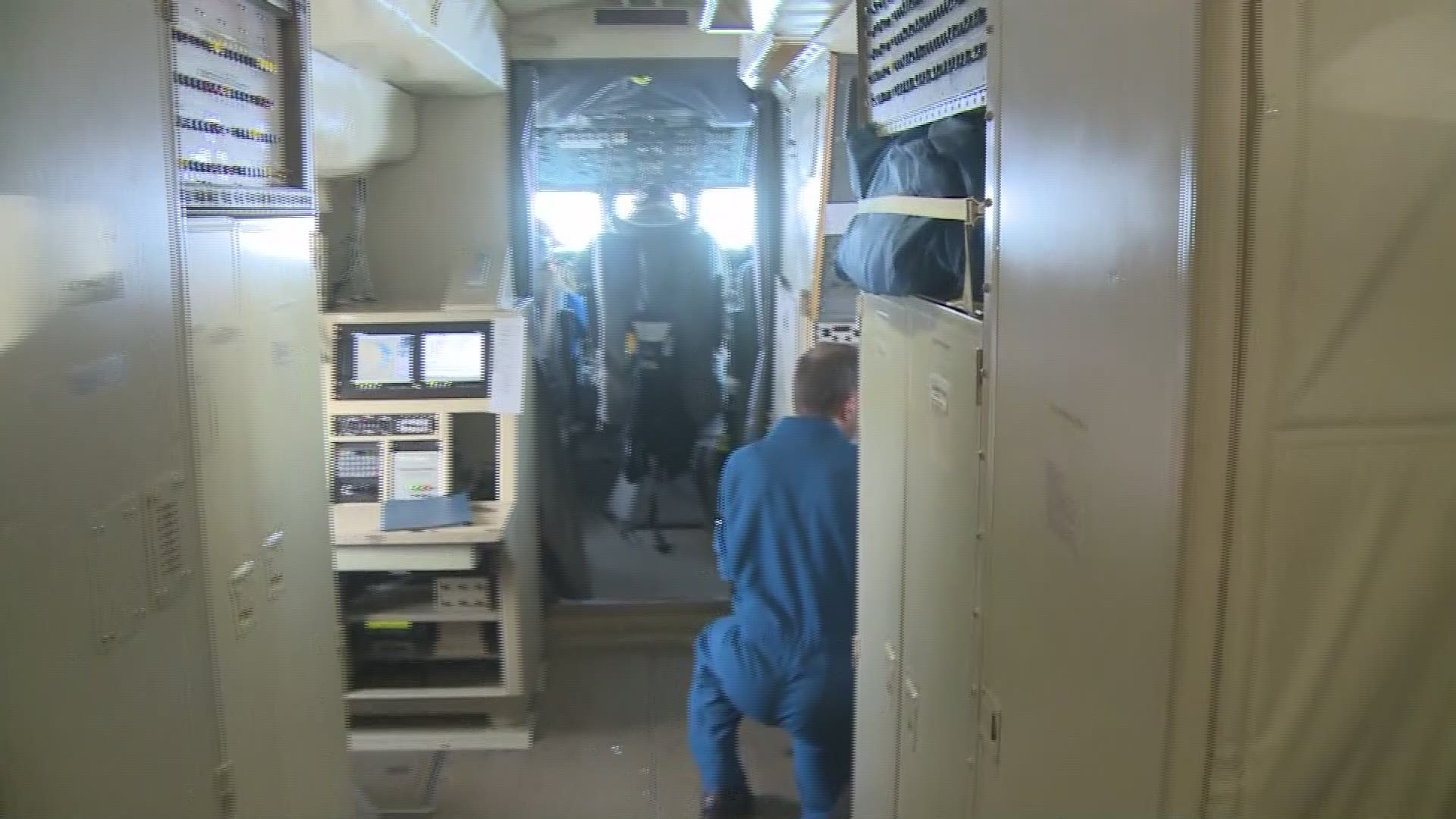 See the sights aboard a hurricane hunting plane as it checks out Harvey.