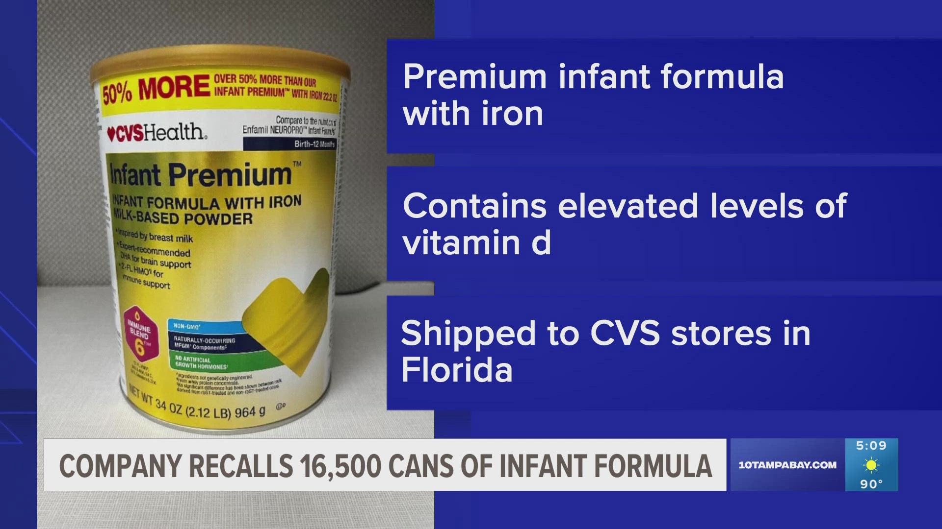 One batch is under the recall due to high levels of Vitamin D, officials said.