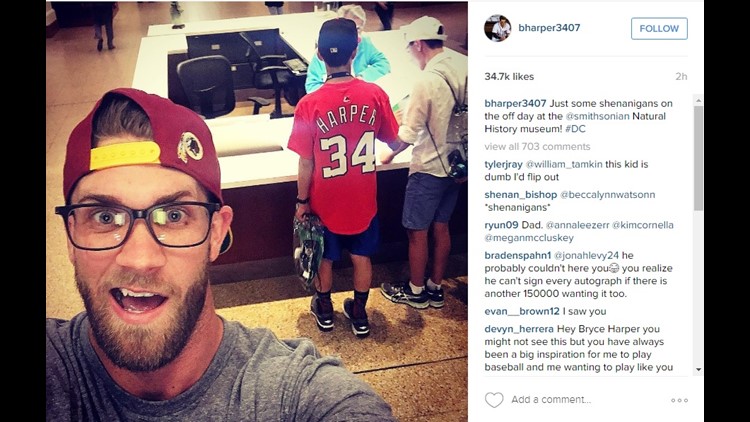 What a shot! Nats star Harper takes selfie with fan's phone - National