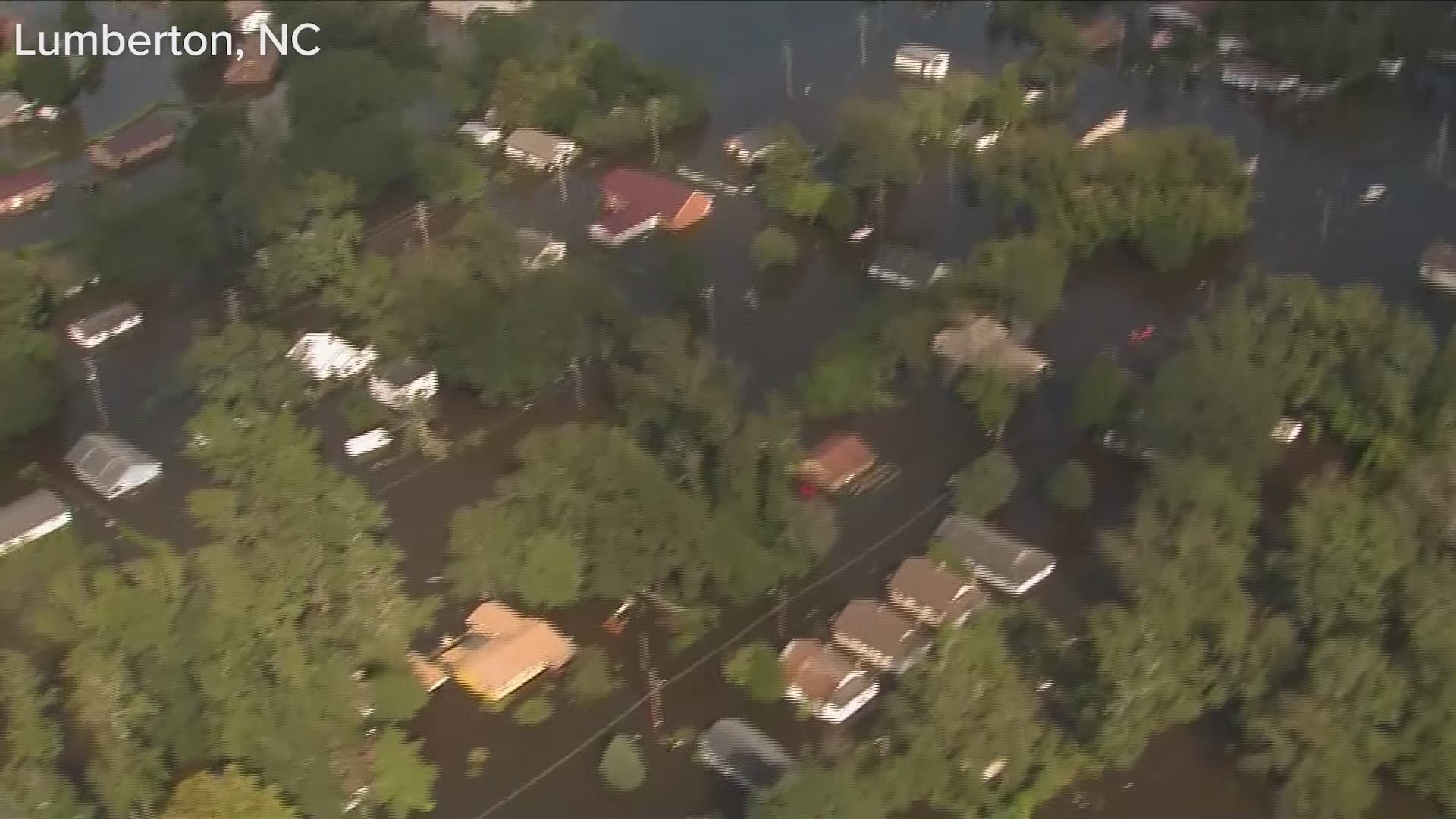 Florence inundated the city of Lumberton, N.C., with nearly 23 inches of water, according to the National Weather Service. Aerial footage shows homes surrounded by water, boats navigating streets, and parts of I-95 underwater.