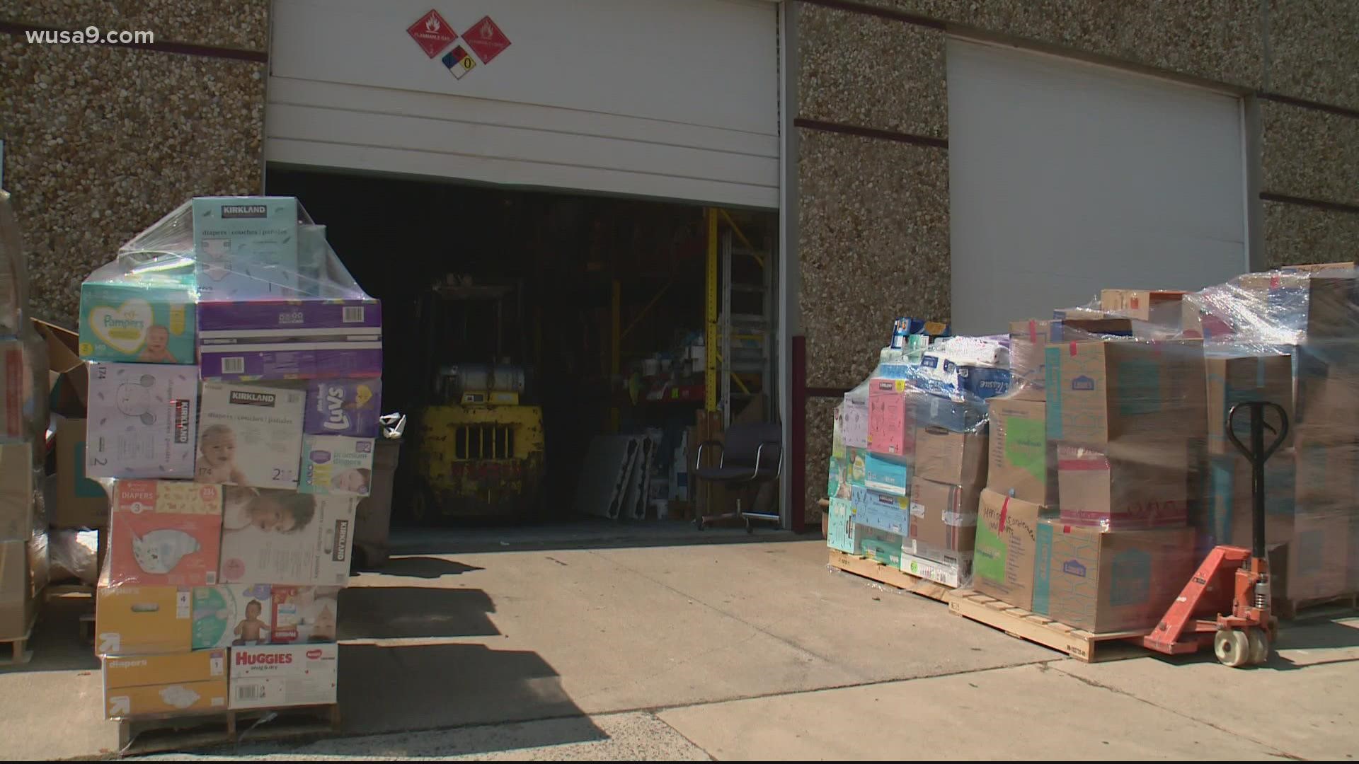 Refugees flown into Dulles are being temporarily housed at the nearby Expo Center. A warehouse across the street is collecting donations for them.