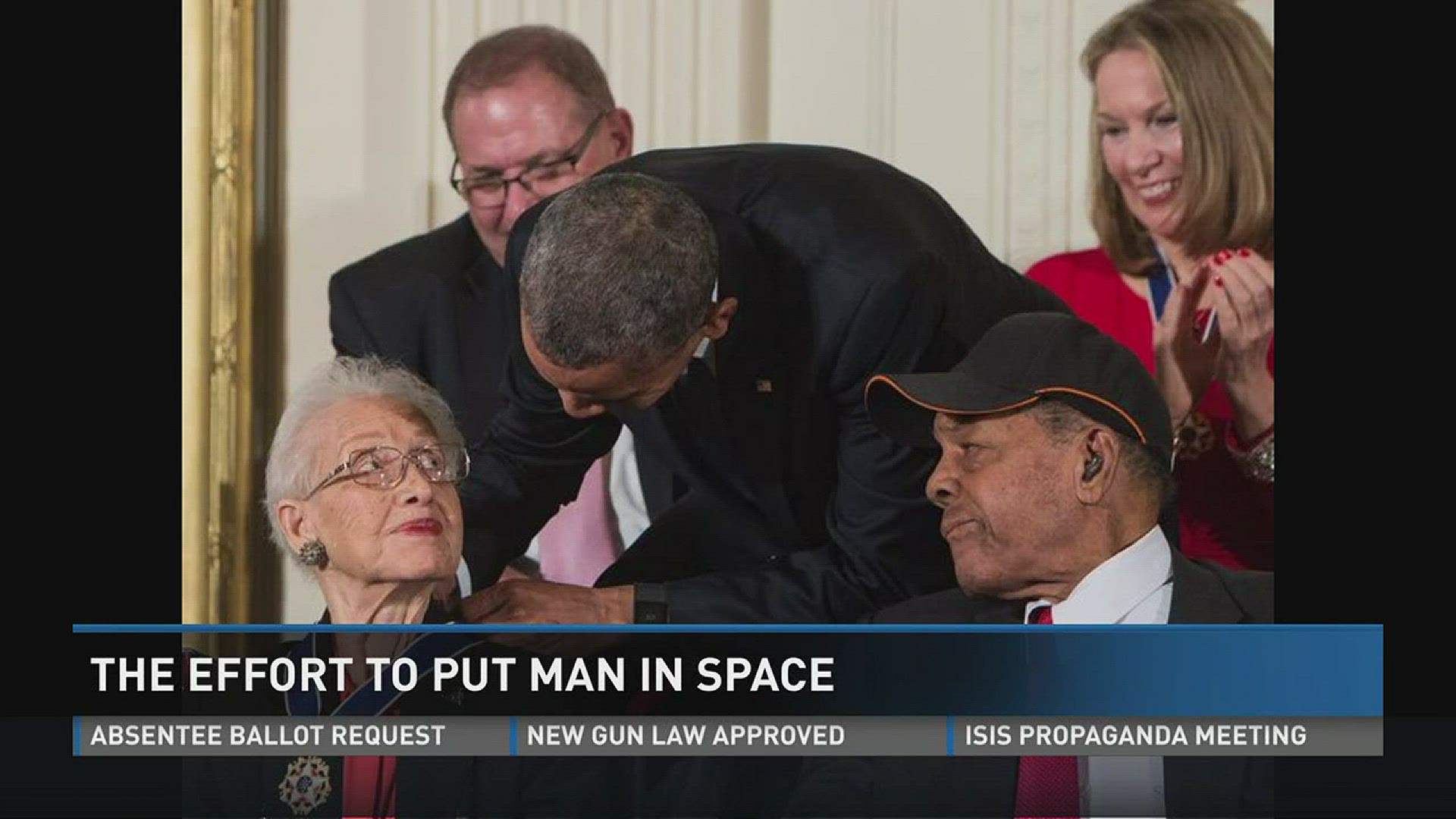 Dr. Katherine Johnson was honored at a ceremony in Hampton for her contributions to the 'Space Race.'