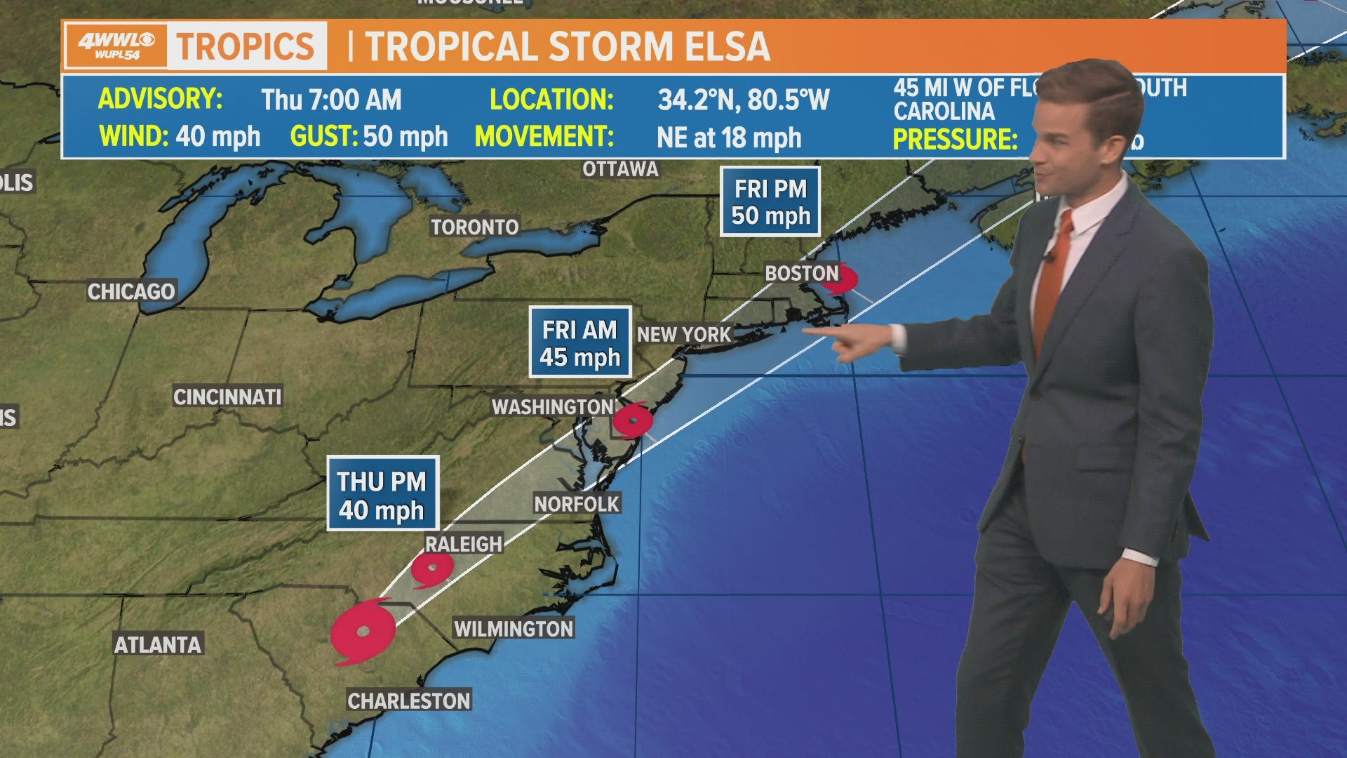 Tropical Storm Elsa heads north along East Coast, tropical storm warnings possible
