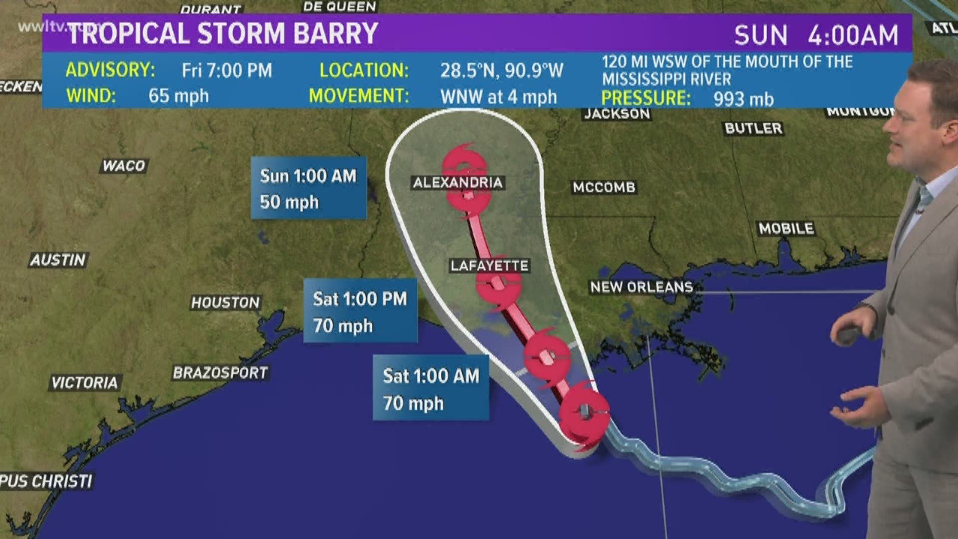 Tropical Storm Barry 7 p.m. Friday update