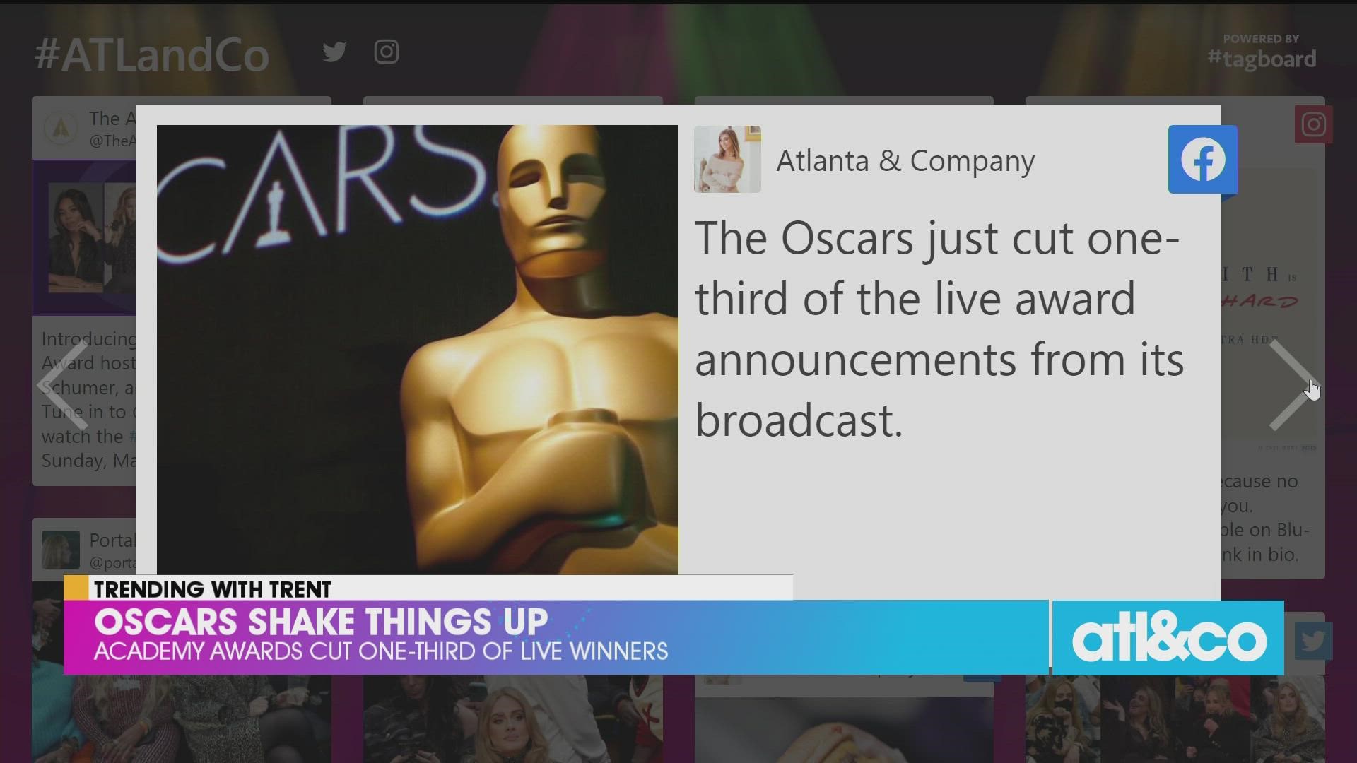 The Academy Awards are cutting one-third of the live awards announcements from its broadcast.