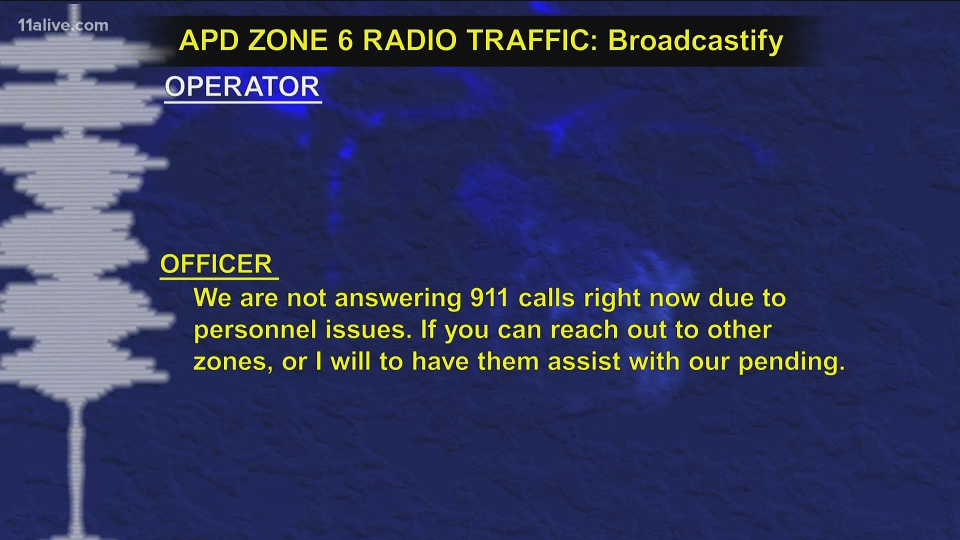 In 911 audio obtained through Broadcastify, there were long periods of dead silence, Wednesday night, on Atlanta police radios.