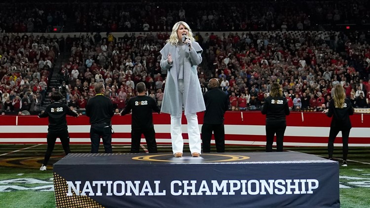 Who is singing the national anthem before the College Football Playoff National Championship?