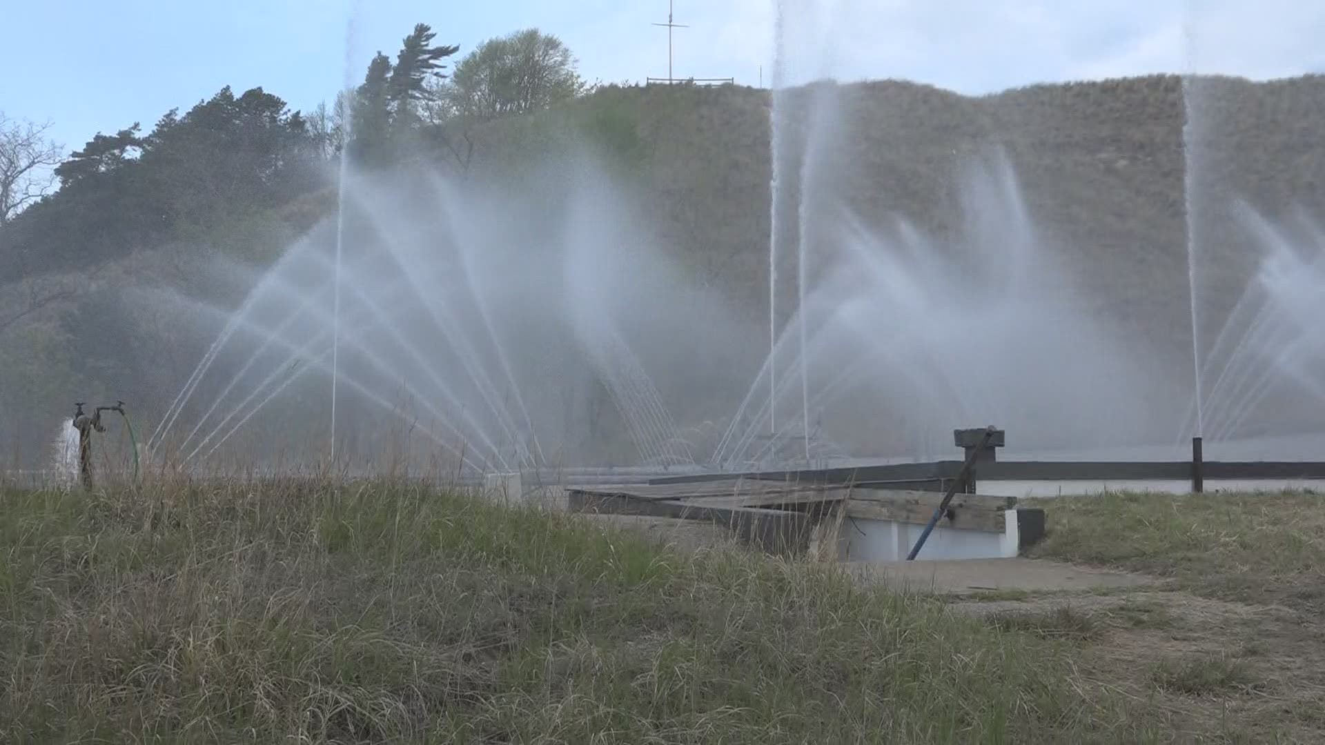 No first date is officially being announced, as to not attract a large crowd. However, organizers say the fountain should be up and running daily by Memorial Day.